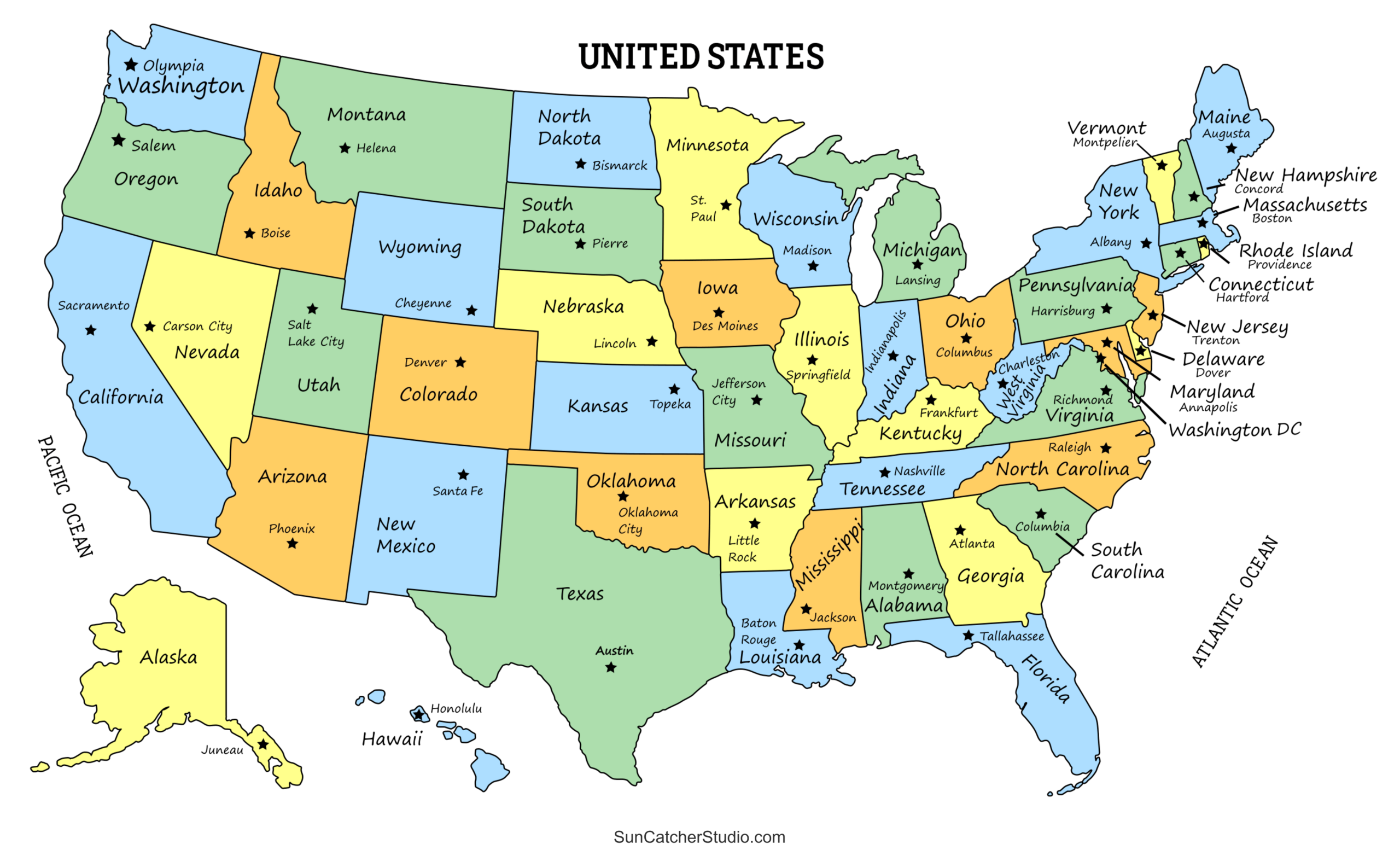 Printable US Maps With States USA United States America Free Printables Lettering SVG Files Tools Apps