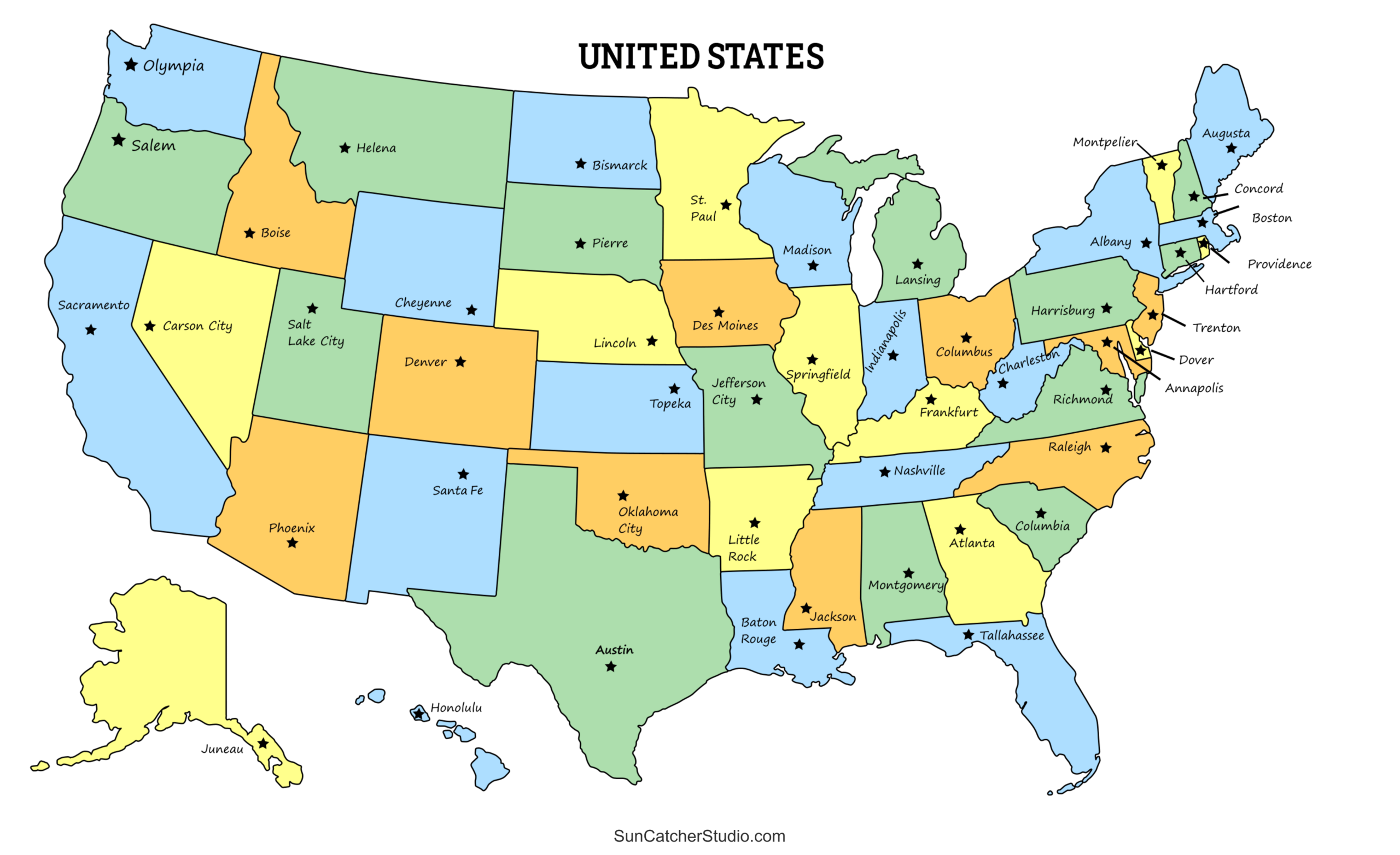 Printable US Maps With States USA United States America Free Printables Lettering SVG Files Tools Apps