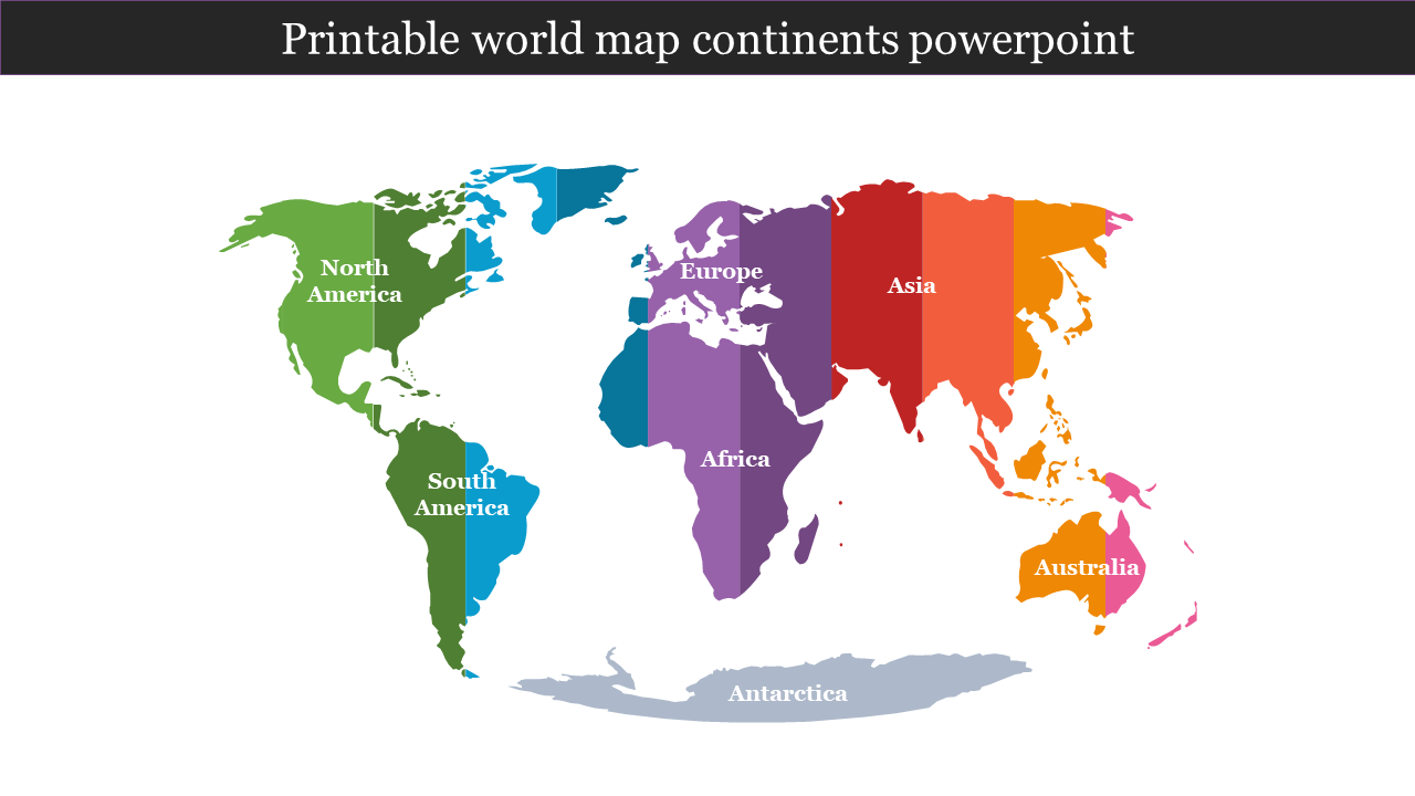 Printable World Map Continents PowerPoint Google Slides
