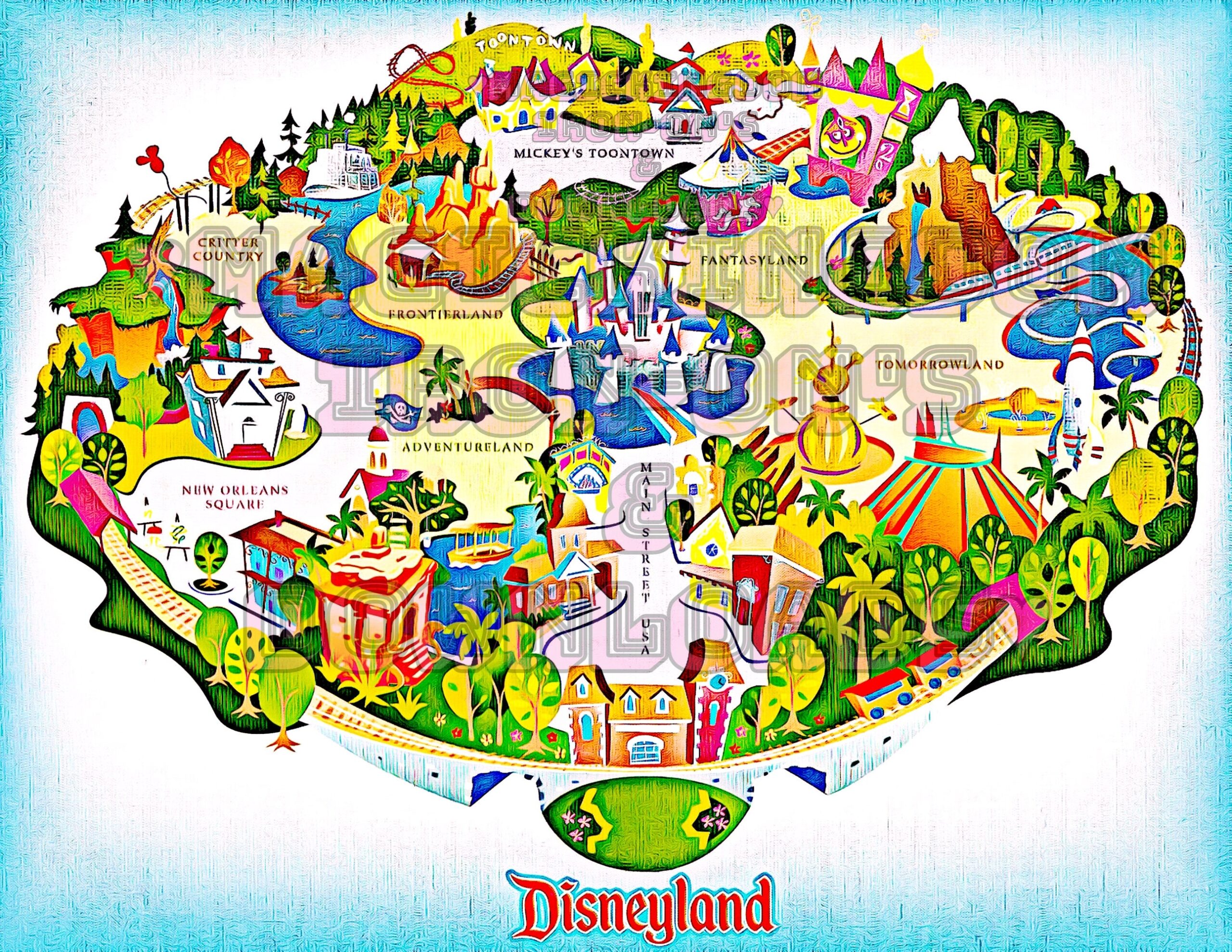 Rare Disneyland Map Image DIY Print For T shirt Mug Decor digital Download Etsy