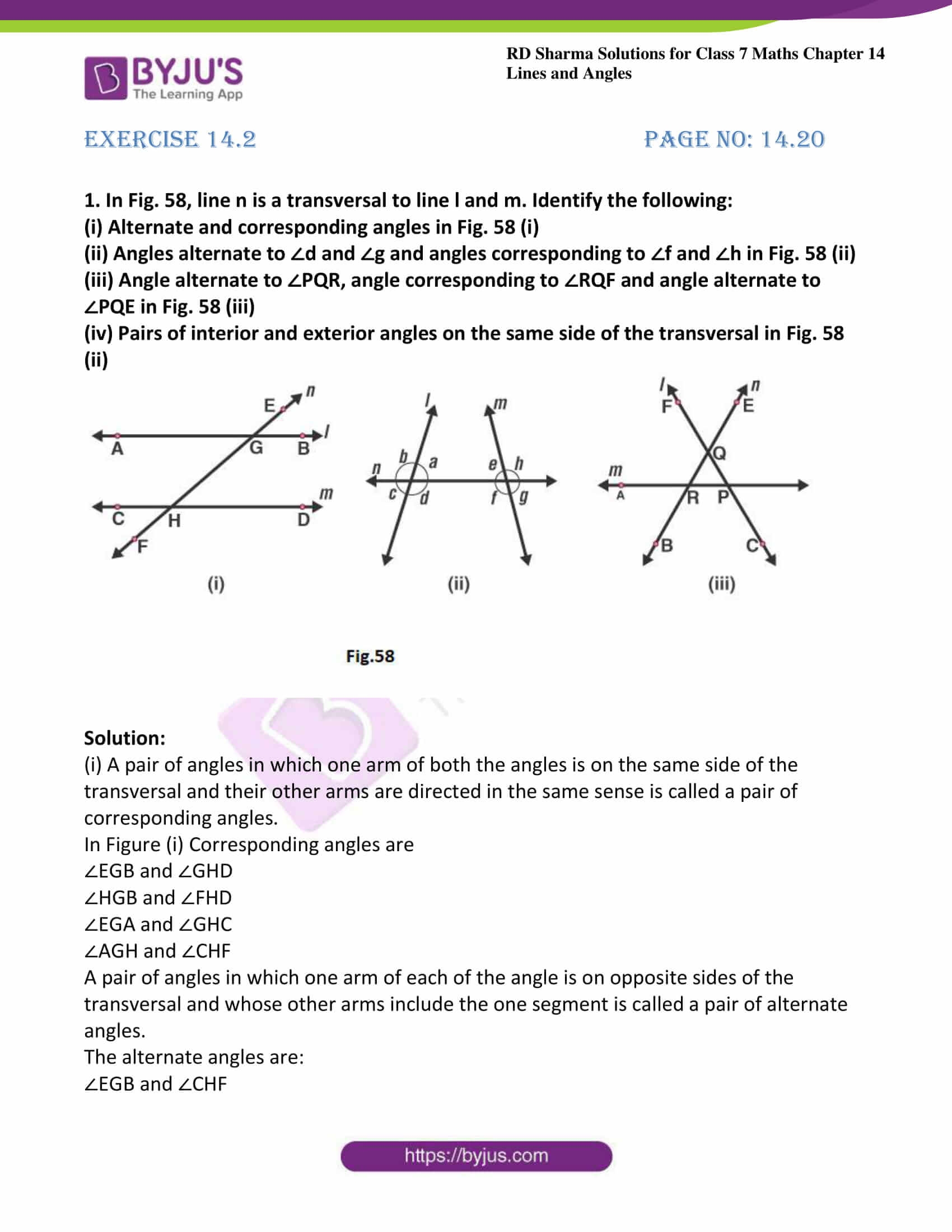 RD Sharma Solutions Class 7 Maths Chapter 14 Lines And Angles Exercise 14 2