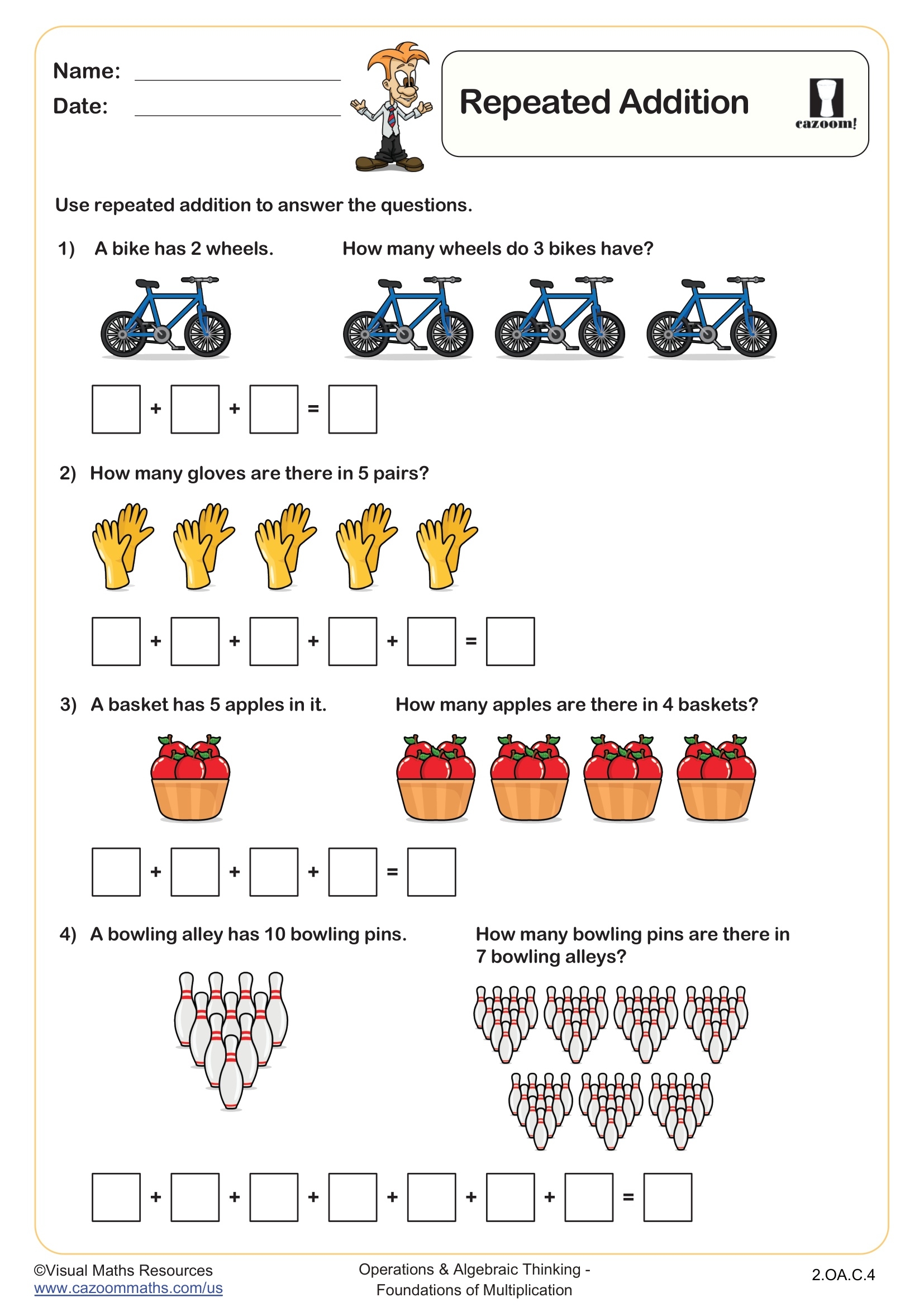 Repeated Addition Worksheet Fun And Engaging 2nd Grade Number Operations Worksheet