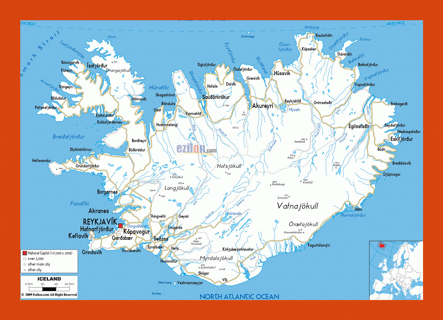 Road Map Of Iceland Maps Of Iceland Maps Of Europe GIF Map Maps Of The World In GIF Format Maps Of The Whole World