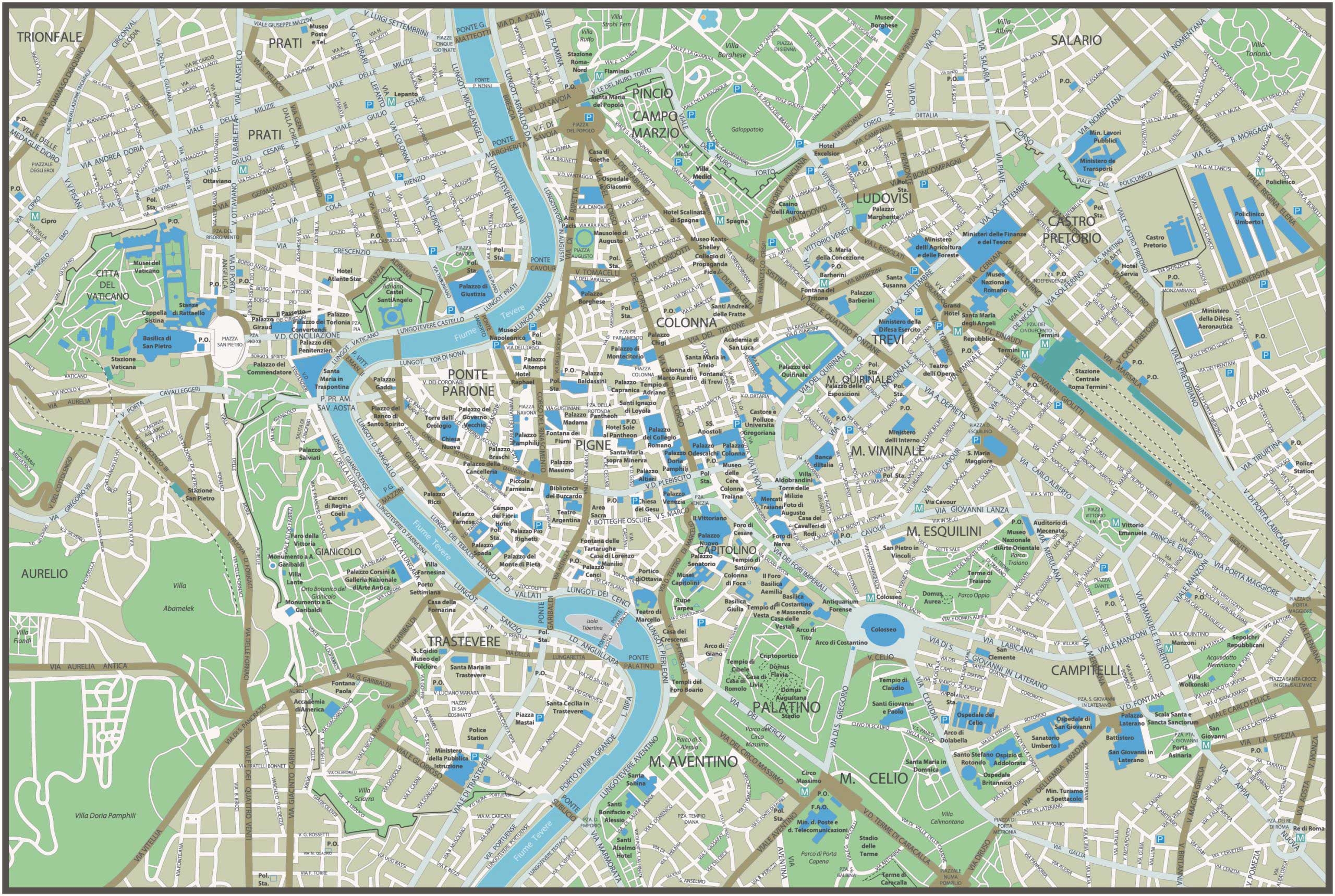 Rome Tourist Map Top 10 Rome Attractions GIS Geography