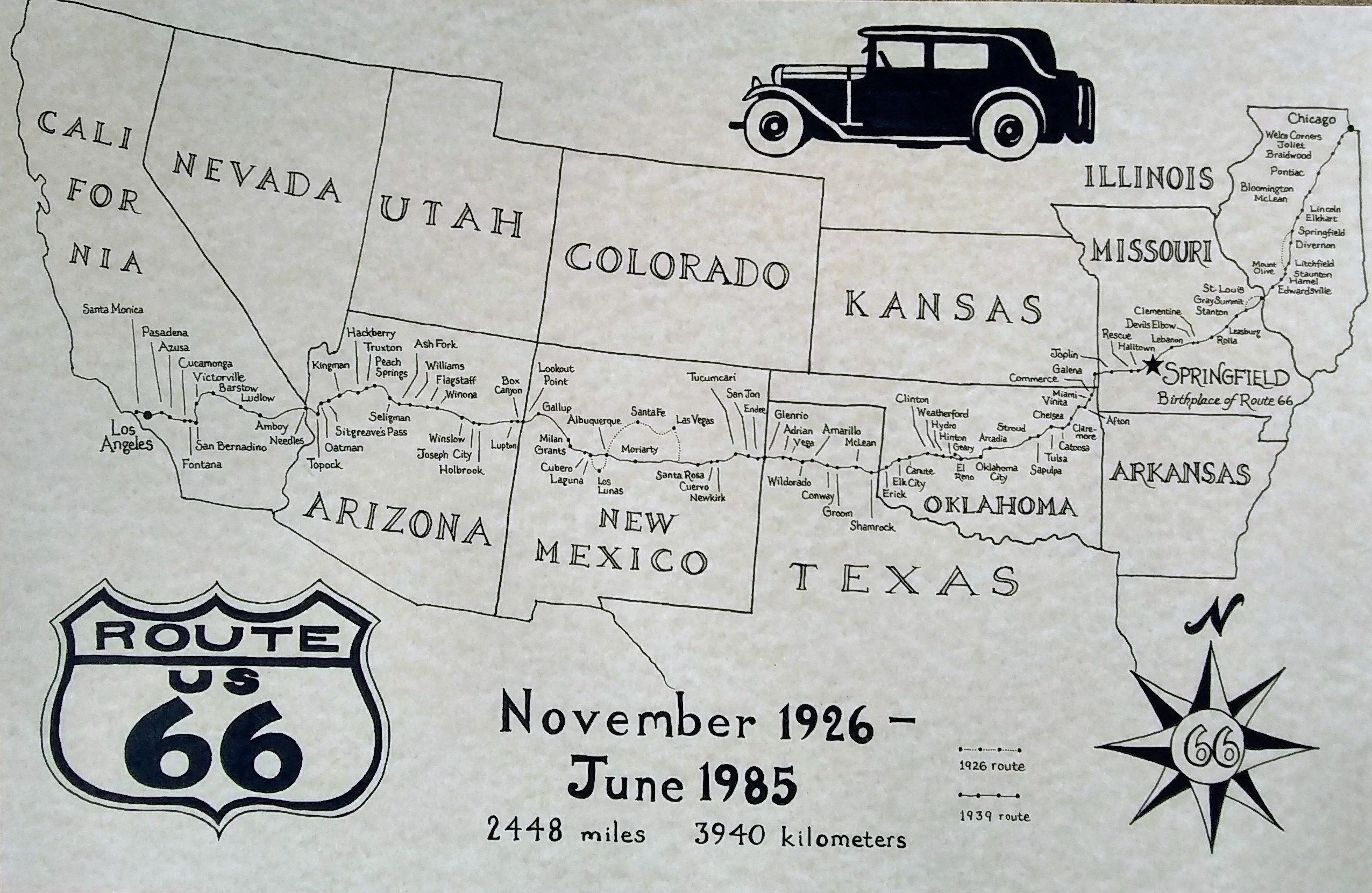 Route 66 Map Etsy