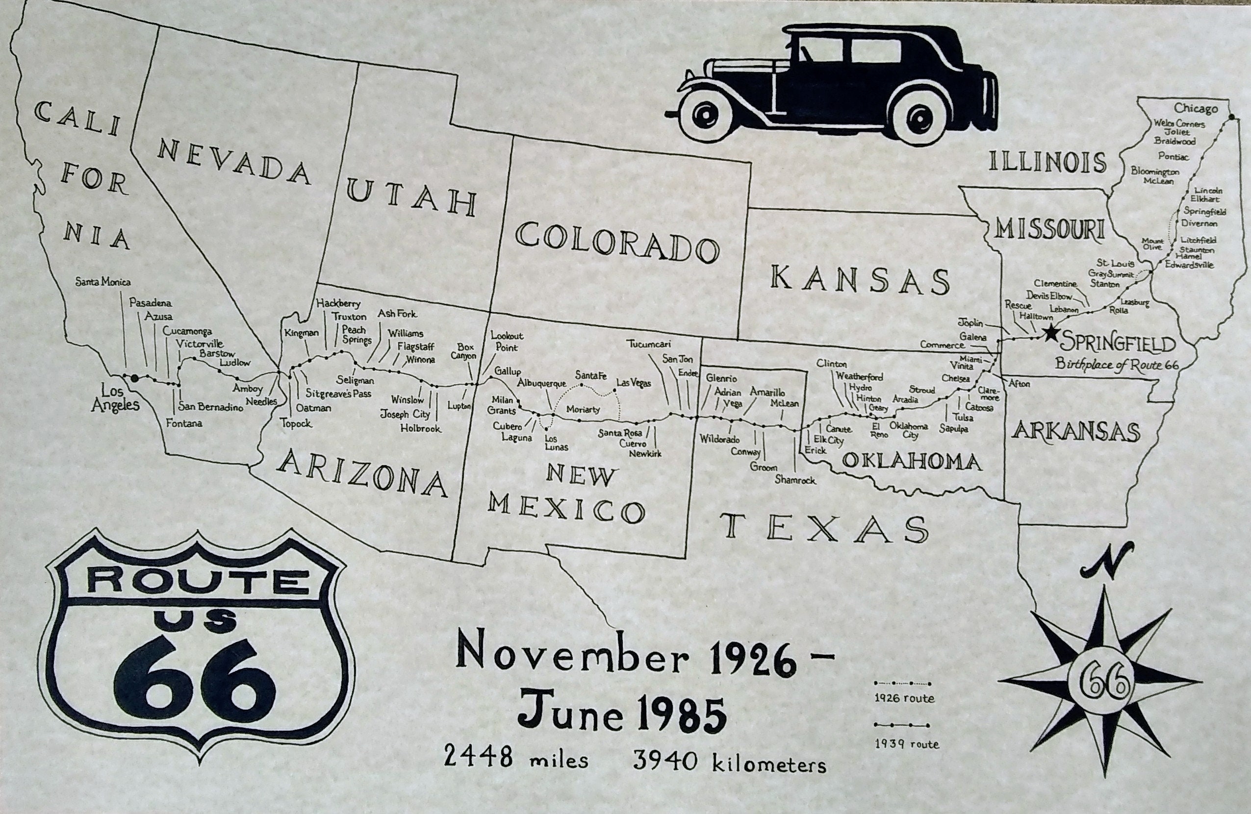 Route 66 Map Etsy