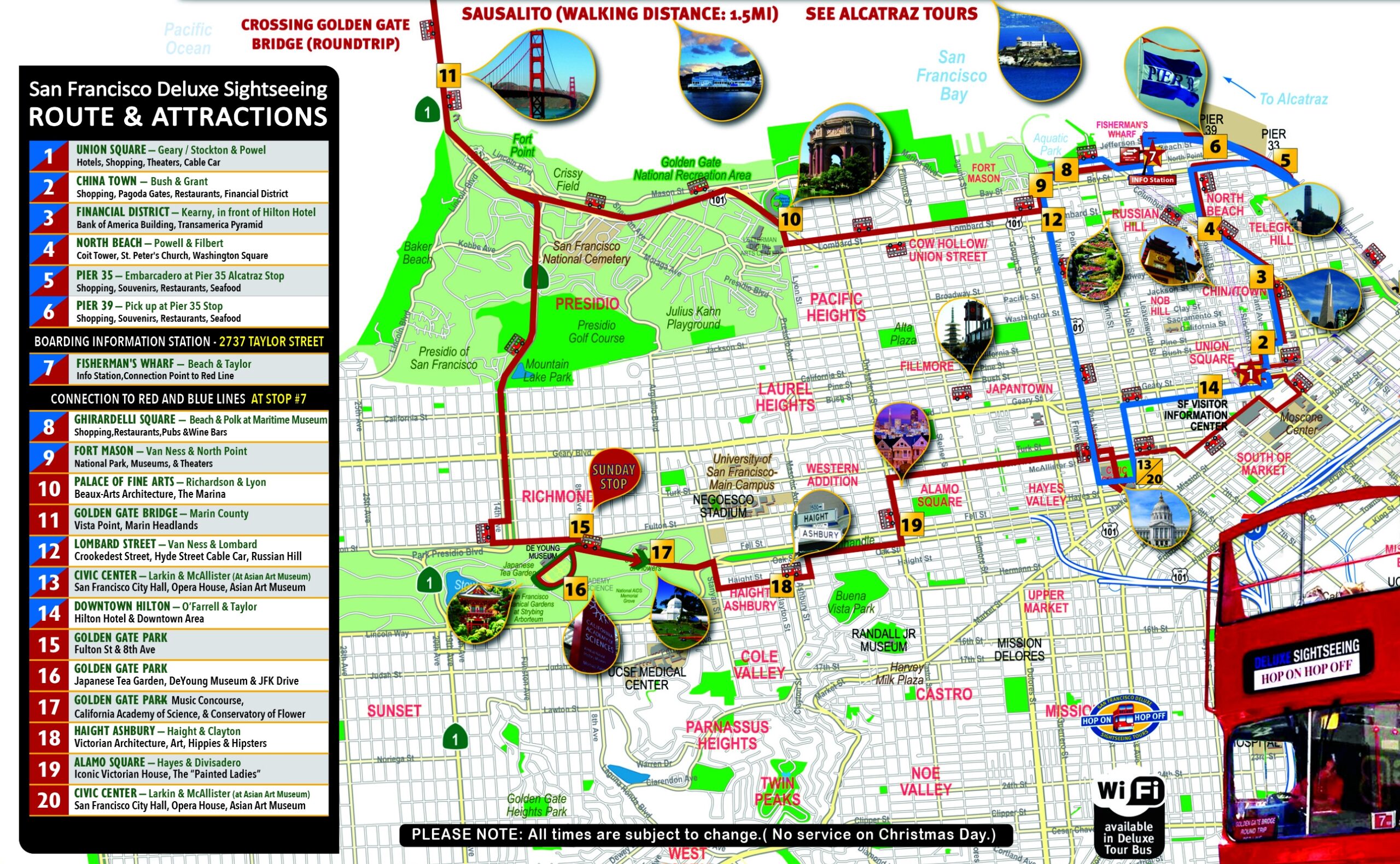 San Francisco Deluxe Sightseeing Tour Routes