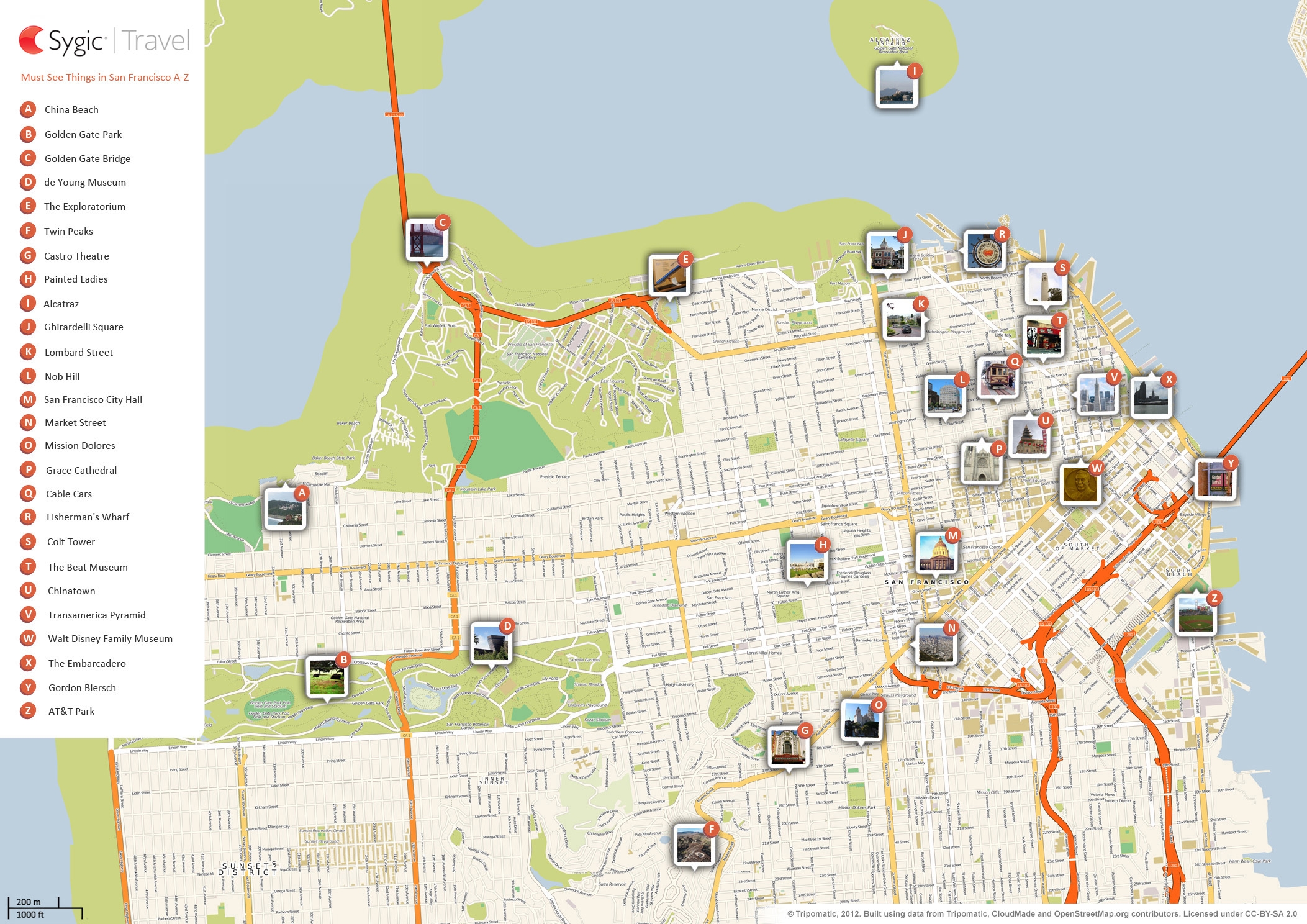 San Francisco Printable Tourist Map Tripomatic