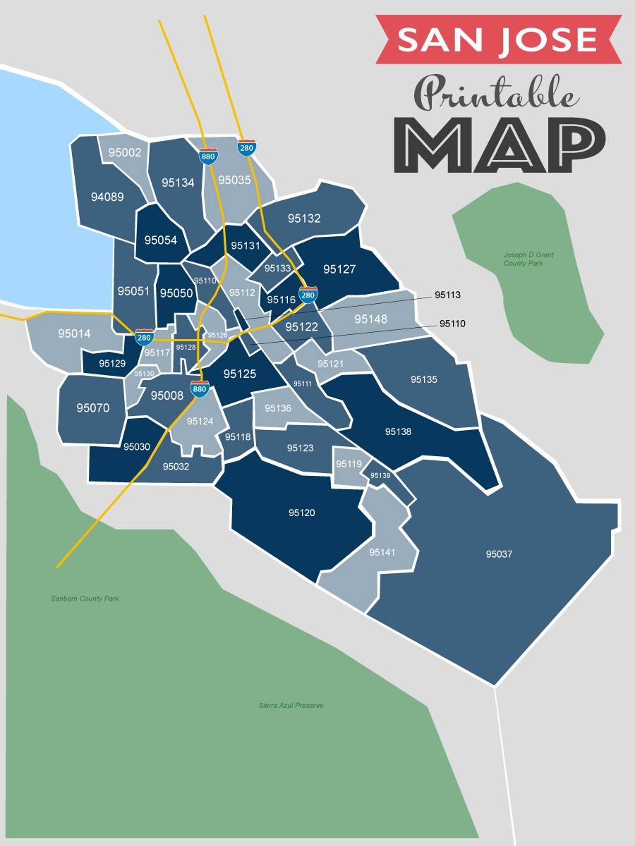 San Jose CA Zip Code Map 28 Zip Codes US Map Guide