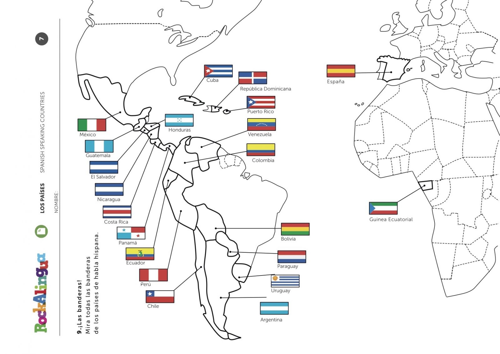 Spanish Speaking Countries Worksheet For Kids