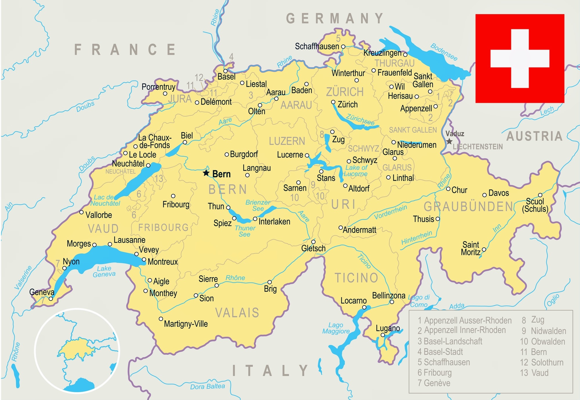 Switzerland Maps Printable Maps Of Switzerland For Download Switzerland Maps Printable Maps Of Switzerland For Download