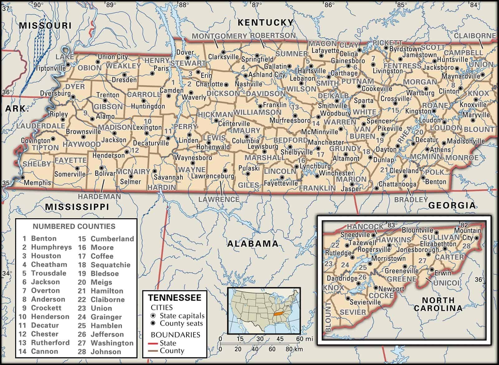 Tennessee County Maps Interactive History Complete List