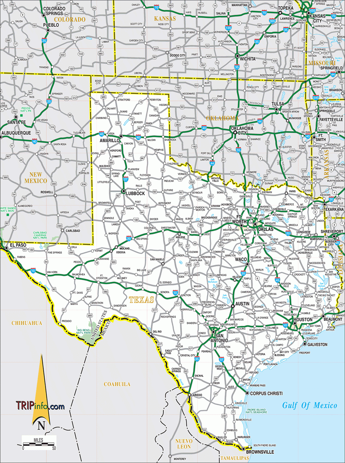 Texas Road Map Texas Road Map