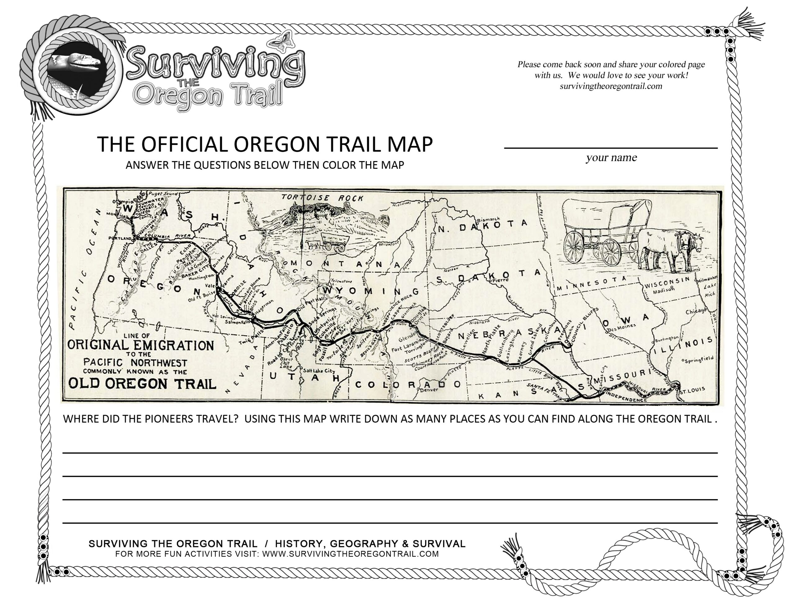 The Actual The Original Oregon Trail Map Surviving The Oregon Trail