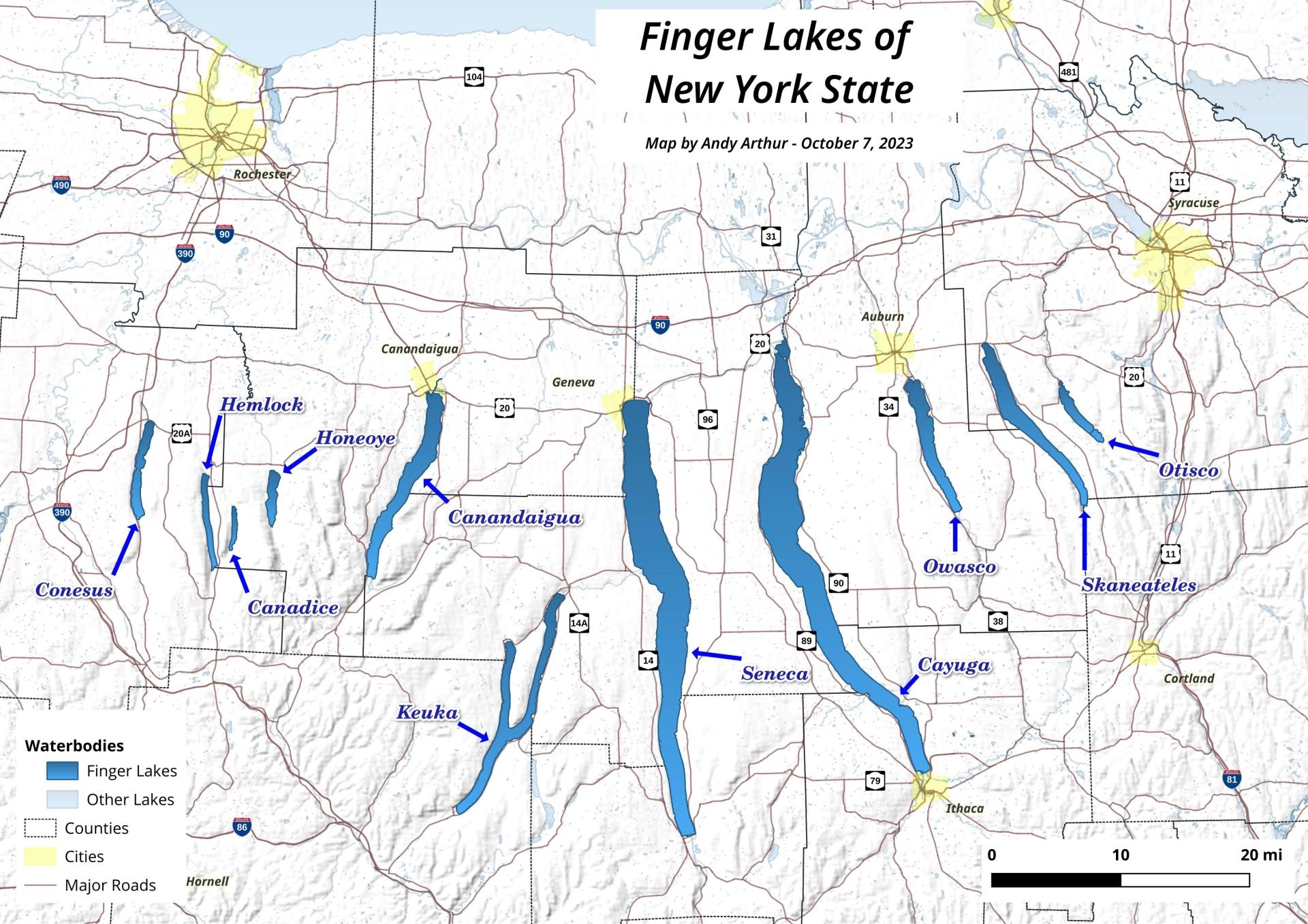 Thematic Map Finger Lakes Of New York State Andy Arthur