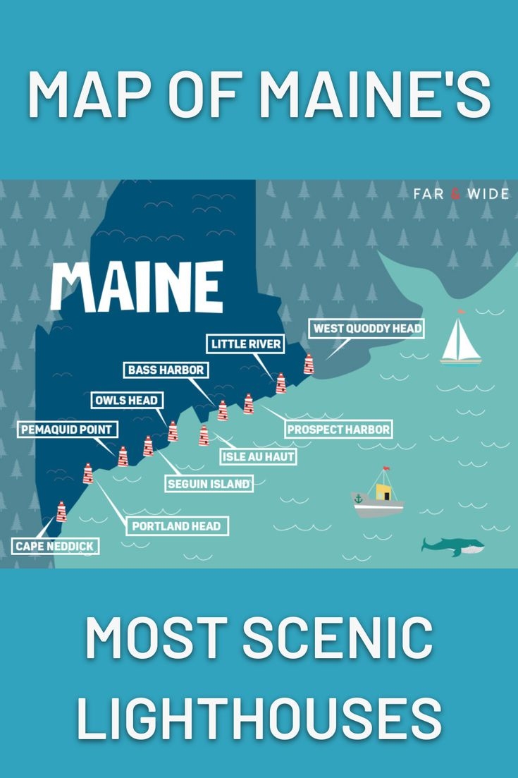 This Map Of Maine Highlights The State s Scenic Lighthouses