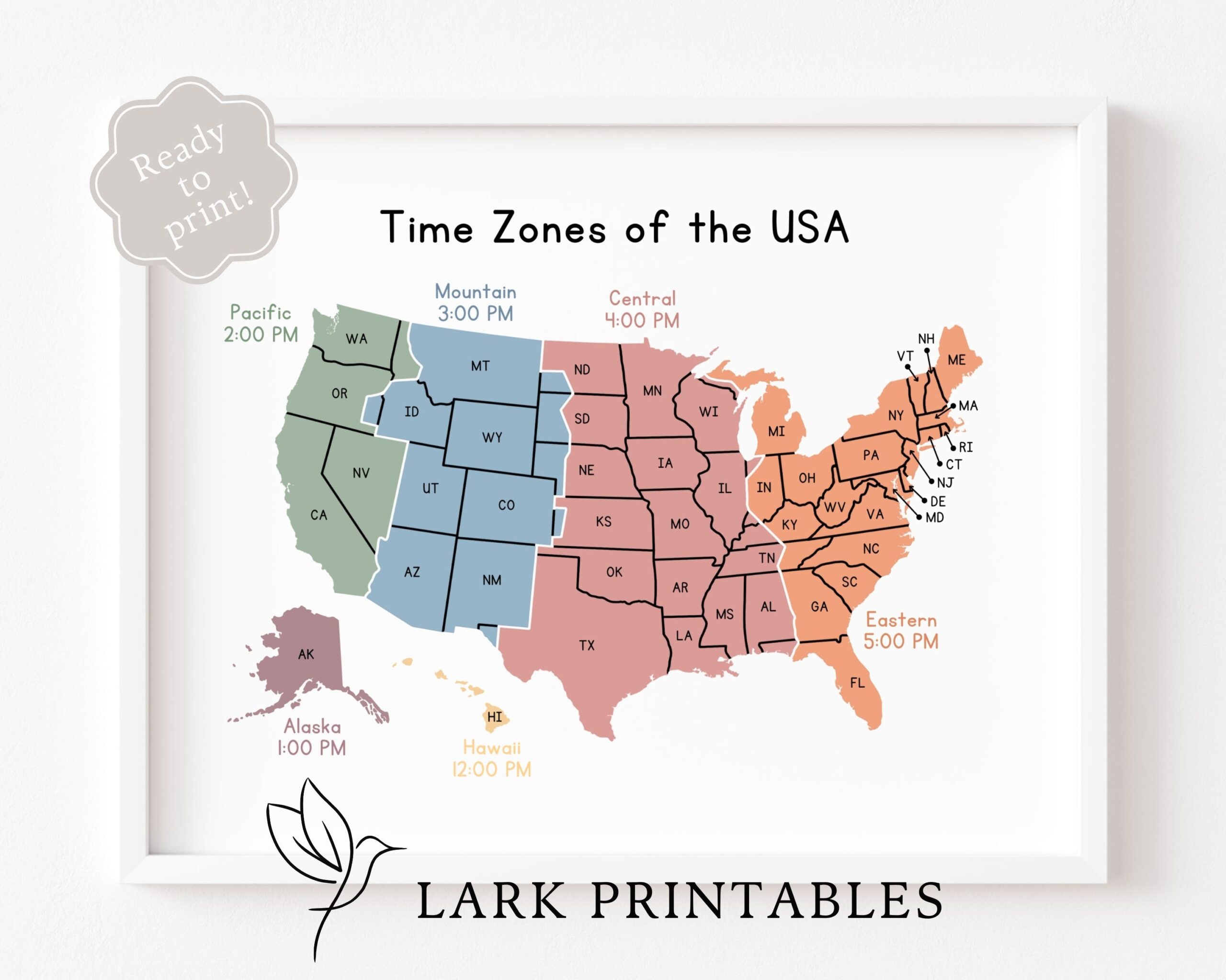 Time Zones Of The USA Map Educational Poster Printable Geography Classroom Wall Decor Montessori Homeschool Resource Time Zone United States Etsy Norway