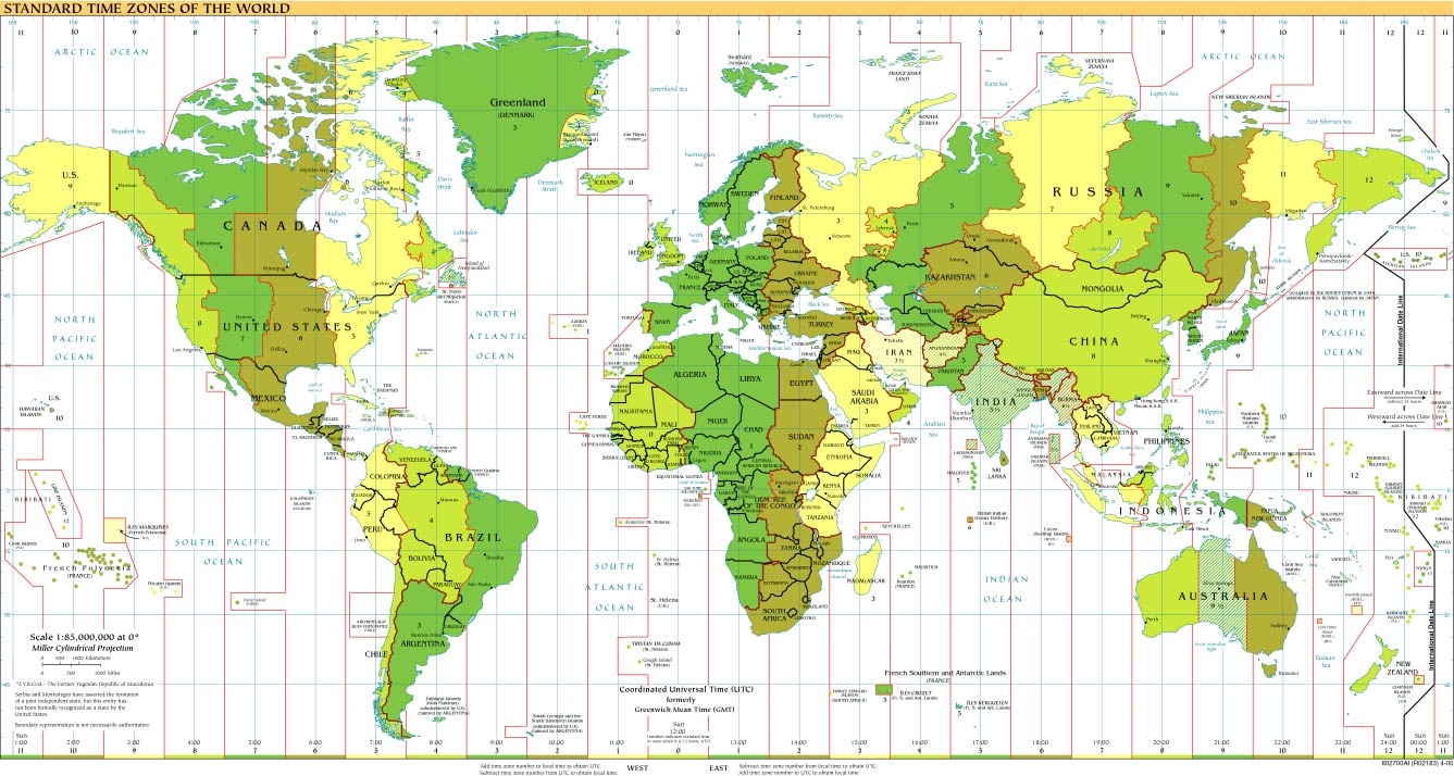 Time Zones Of The World Map Large Version 
