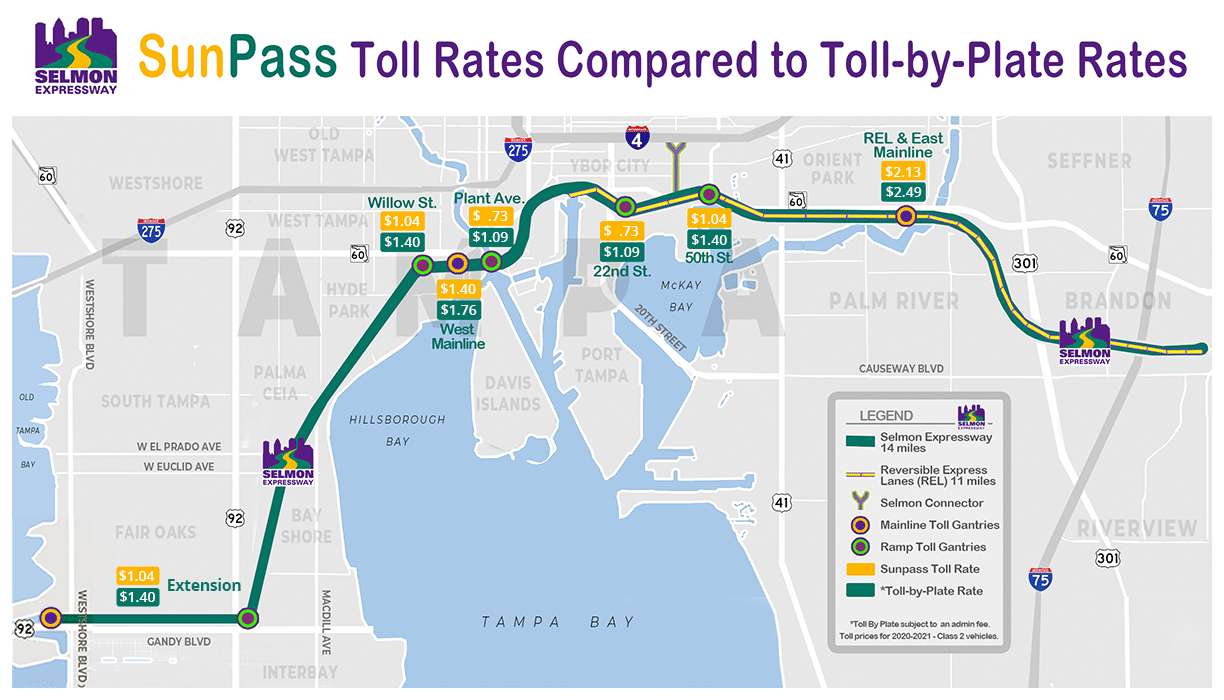 Toll Map Calculator Tampa Hillsborough Expressway Authority
