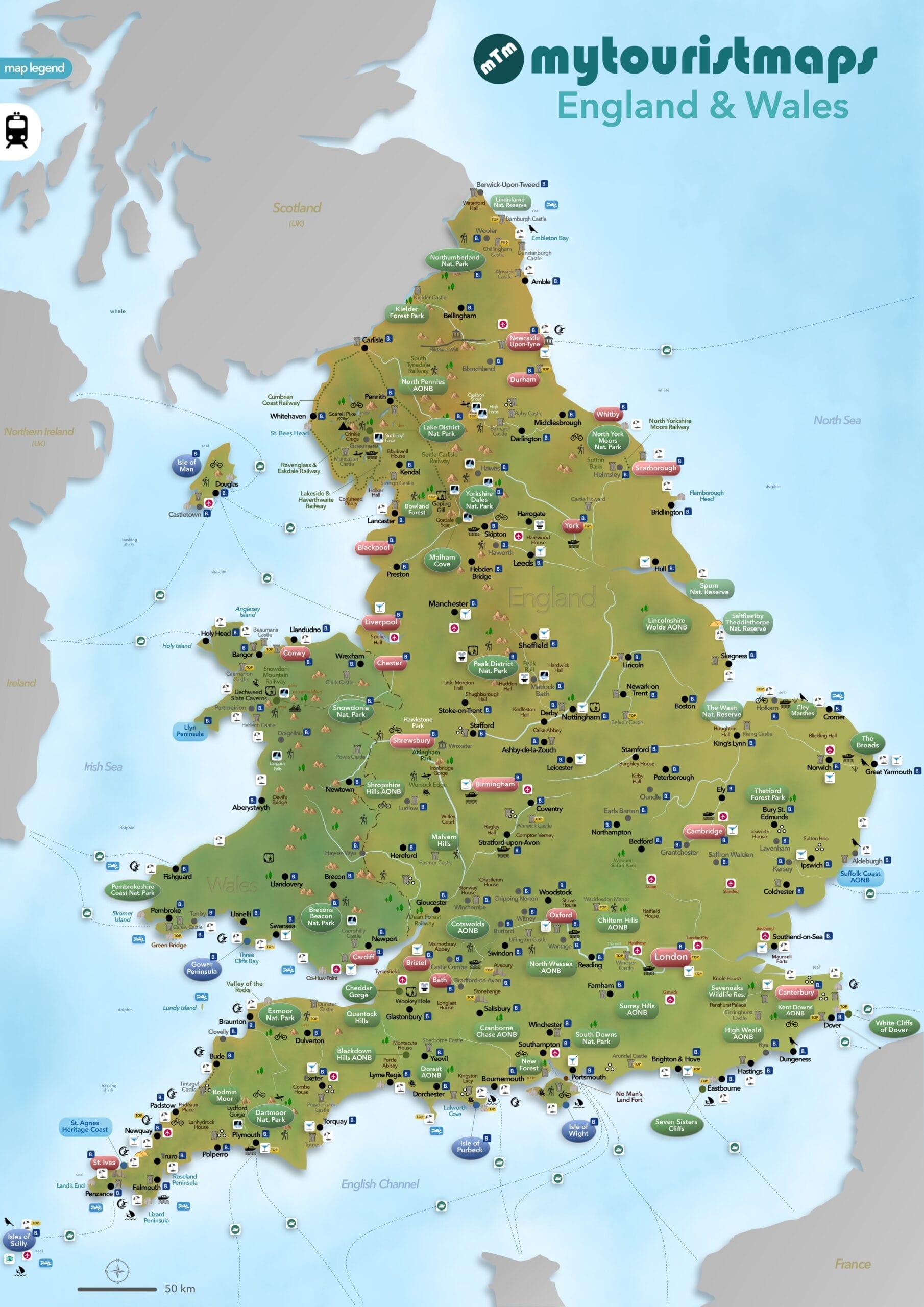 Tourist Map Of ENGLAND WALES Mytouristmaps Tourist Map Of ENGLAND WALES Mytouristmaps