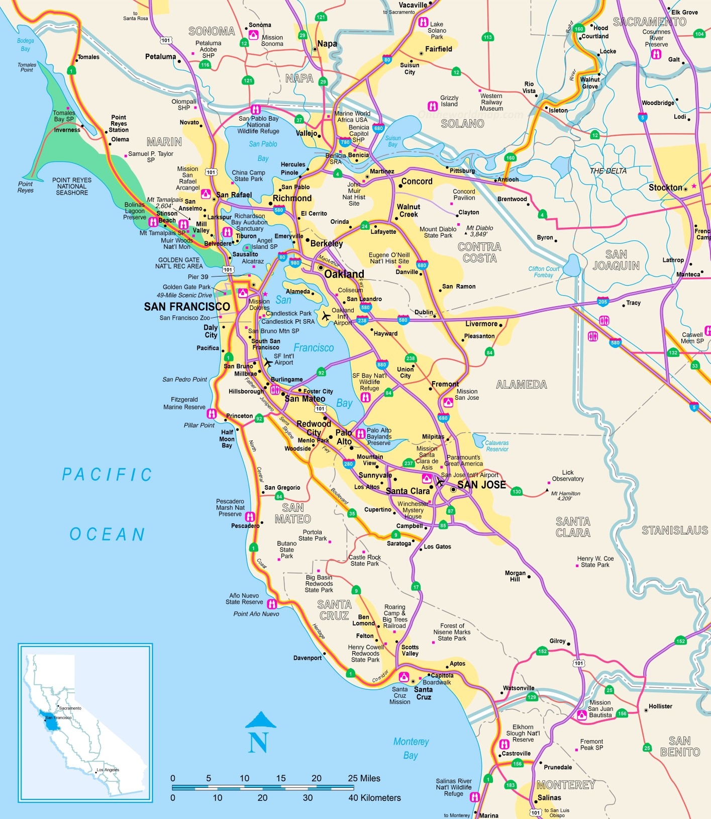 Tourist Map Of San Francisco Bay Area Ontheworldmap
