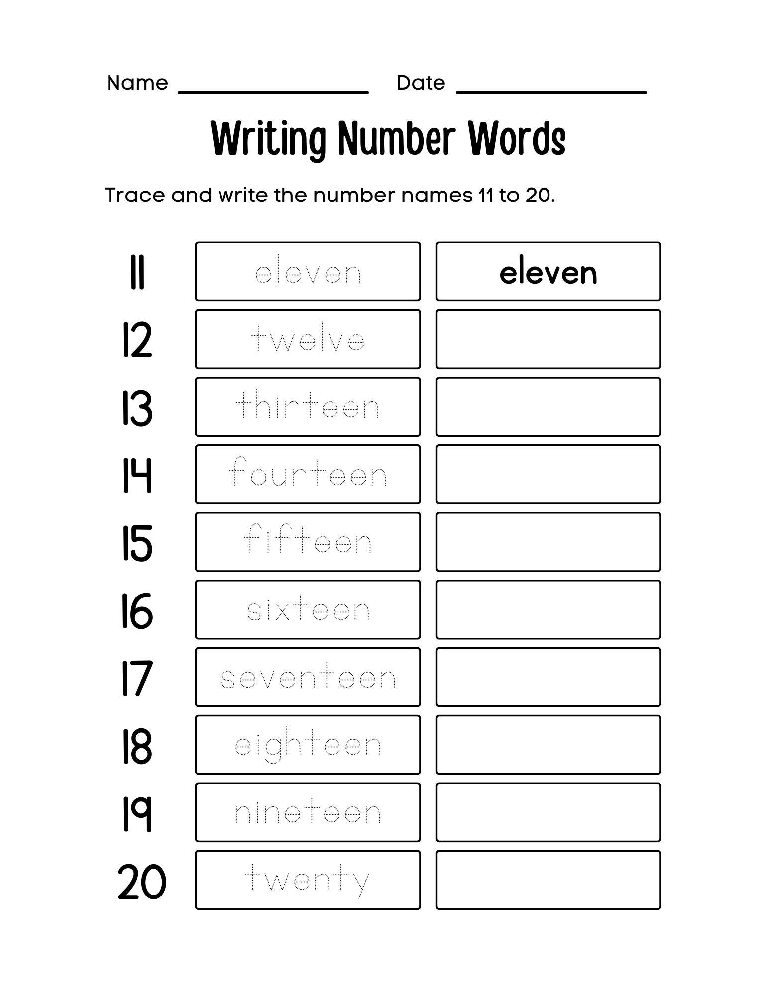 Trace And Write Number Words Worksheet 1 20 Learn Number Names For Kids Number Words Tracing And Writing Practice Etsy Israel