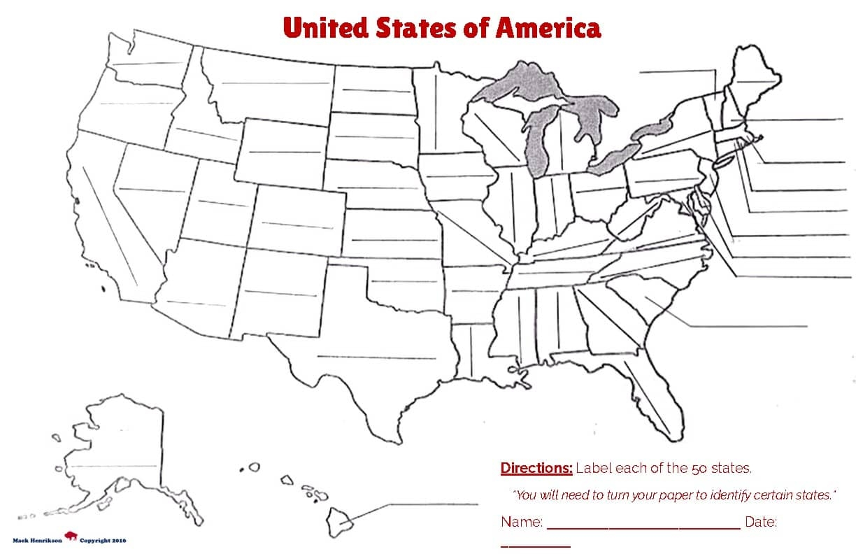 United States Map ENLARGED Fill In The Blank By Mack Henrikson TPT