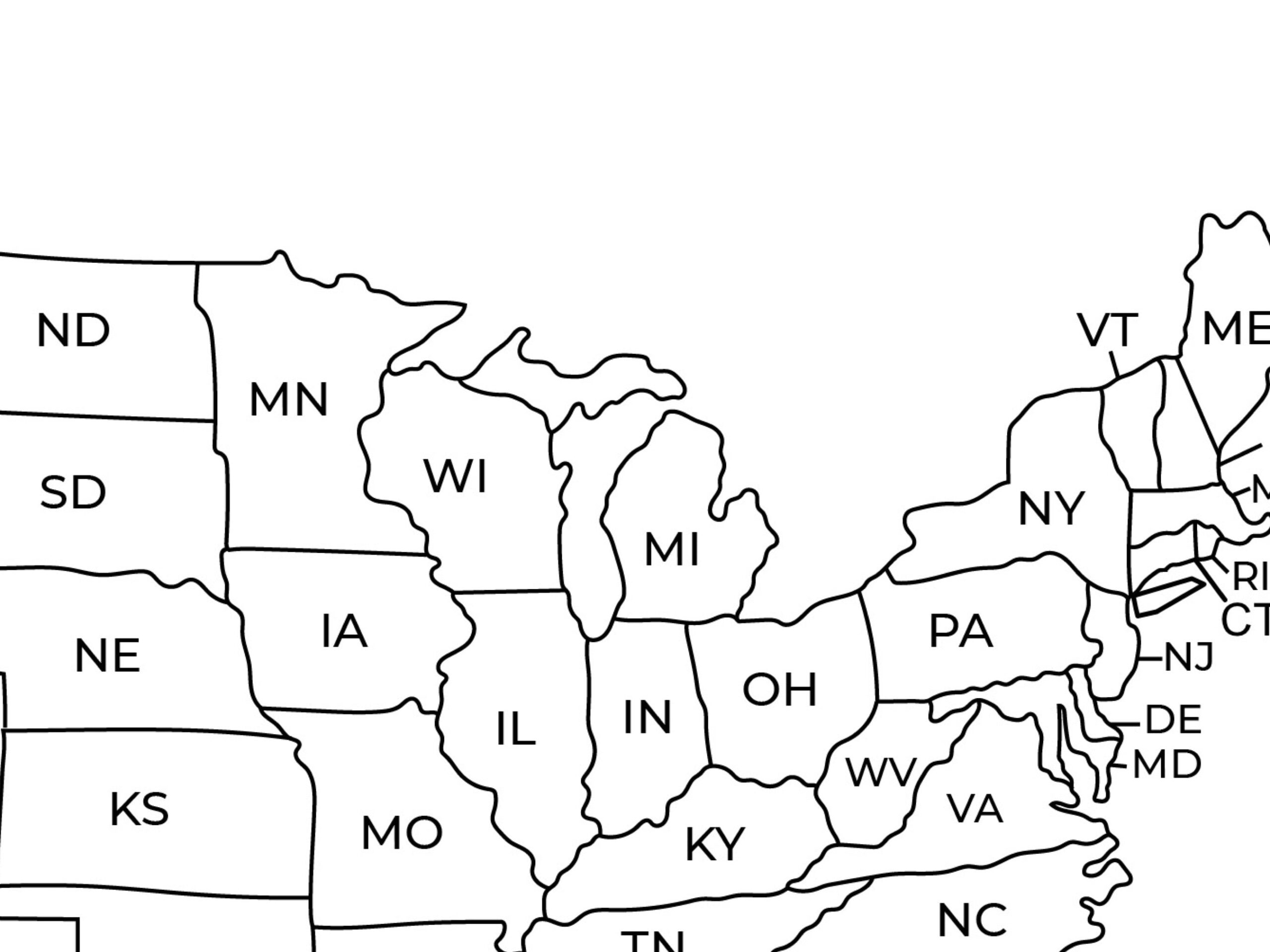United States Map Labeled Printable Learn The States Map Of The USA Includes Blank Map Etsy Israel