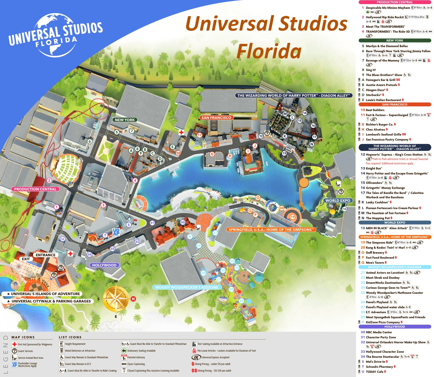 Universal Studios Florida Map Orlando Ontheworldmap