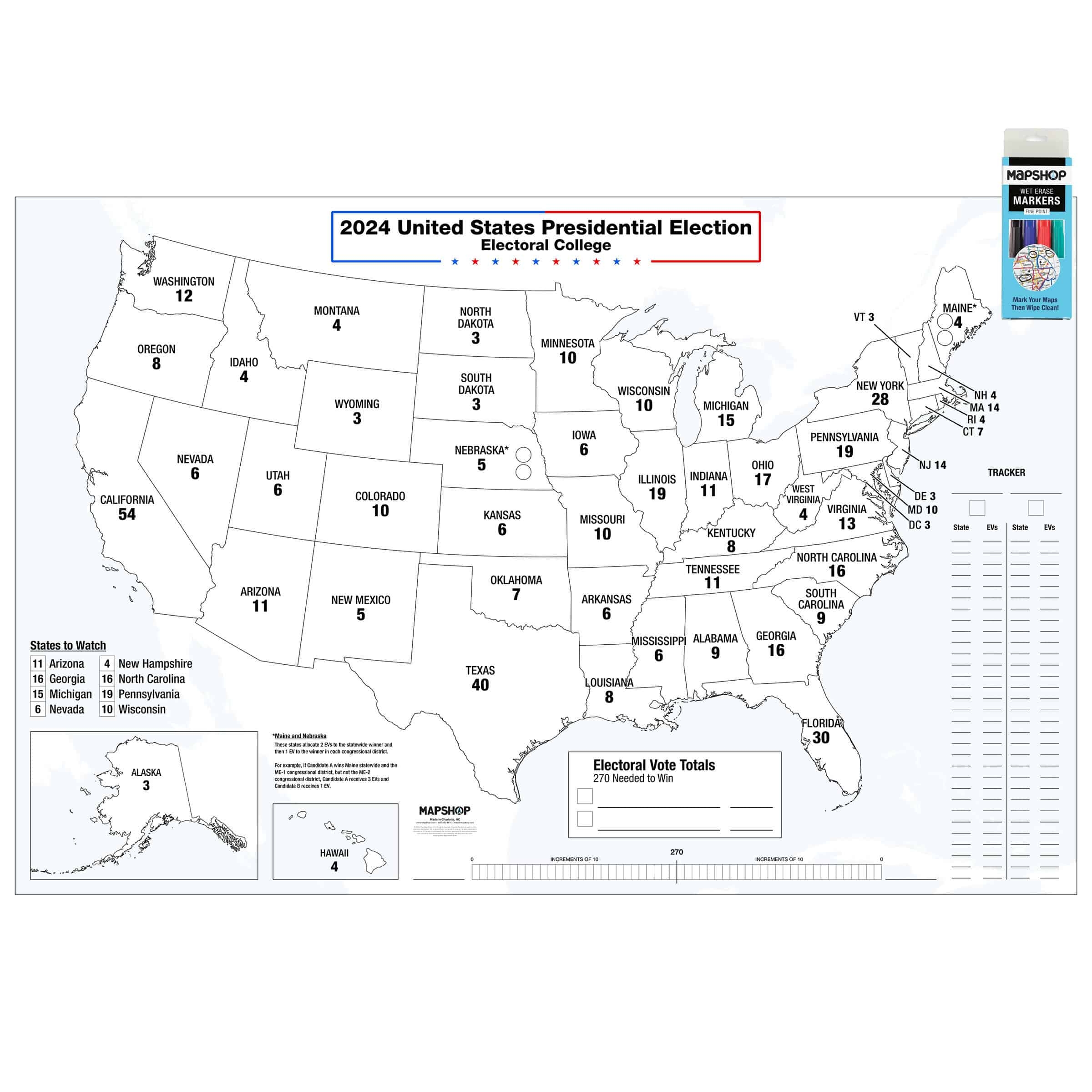 US 2024 Electoral College Tracker Wall Map Map Shop
