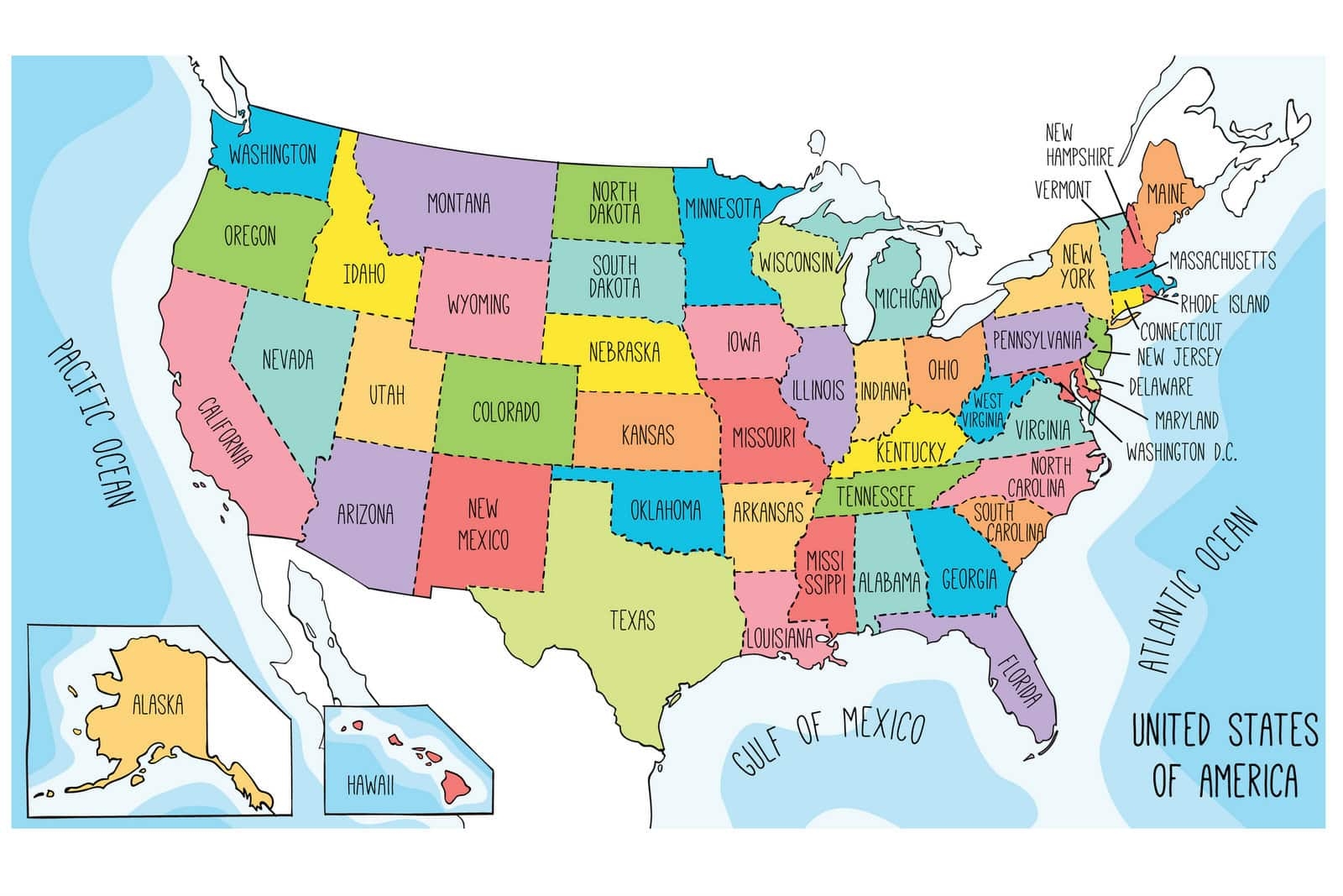 US Maps To Print And Color Includes State Names At Worksheets Library