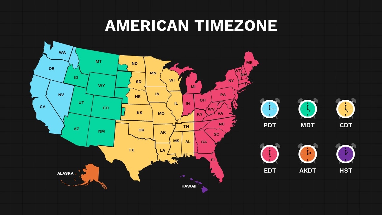 US Time Zone Map Template Find United States City Current Time