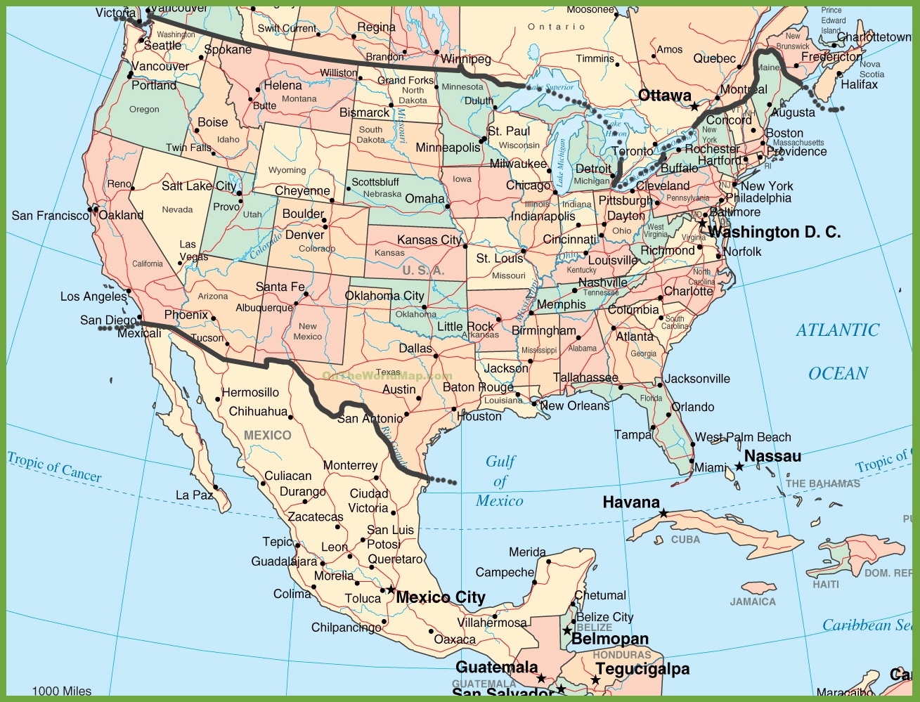 USA And Mexico Map Ontheworldmap