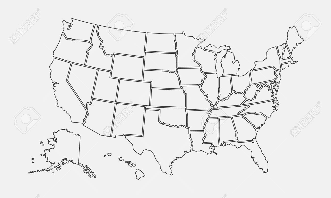 USA Map Outline United States Vector Blank Map US Line Map Template Royalty Free SVG Cliparts Vectors And Stock Illustration Image 132399571 