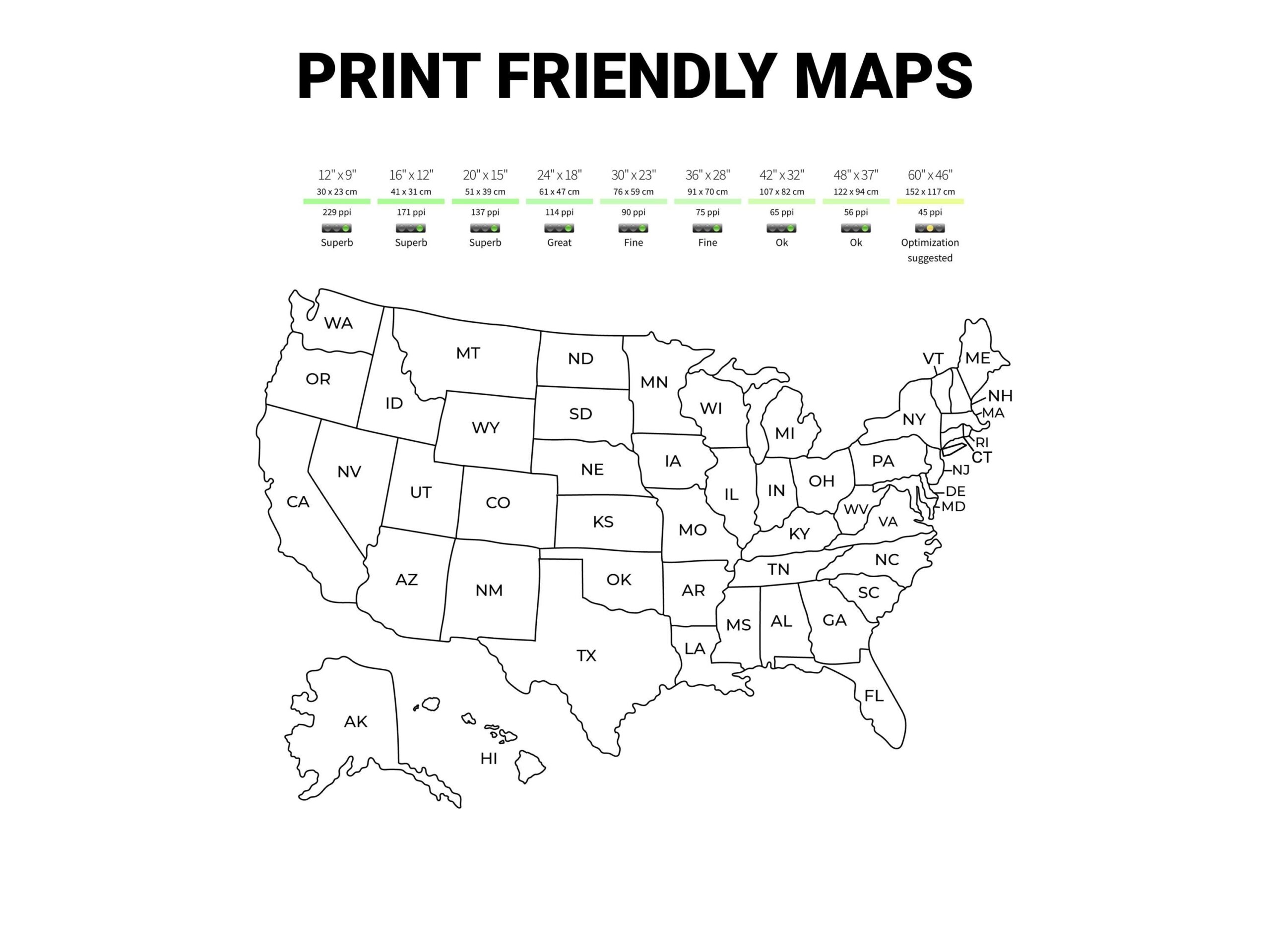 USA Map Printable With State Abbreviations Digital United States Map Print Friendly PNG Jpeg PDF Etsy