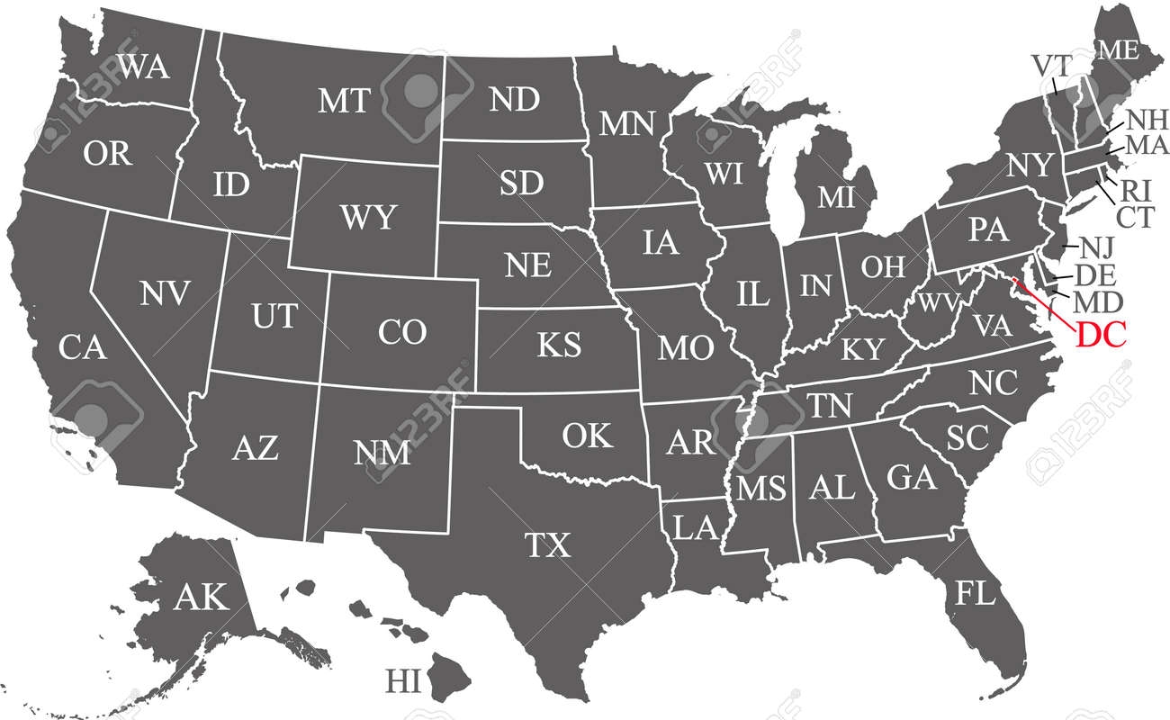 USA Map States And Capitals Printable Royalty Free SVG Cliparts Vectors And Stock Illustration Image 166858974 