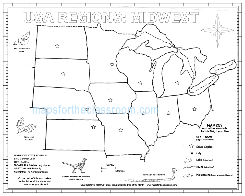 USA Regions Midwest Maps For The Classroom
