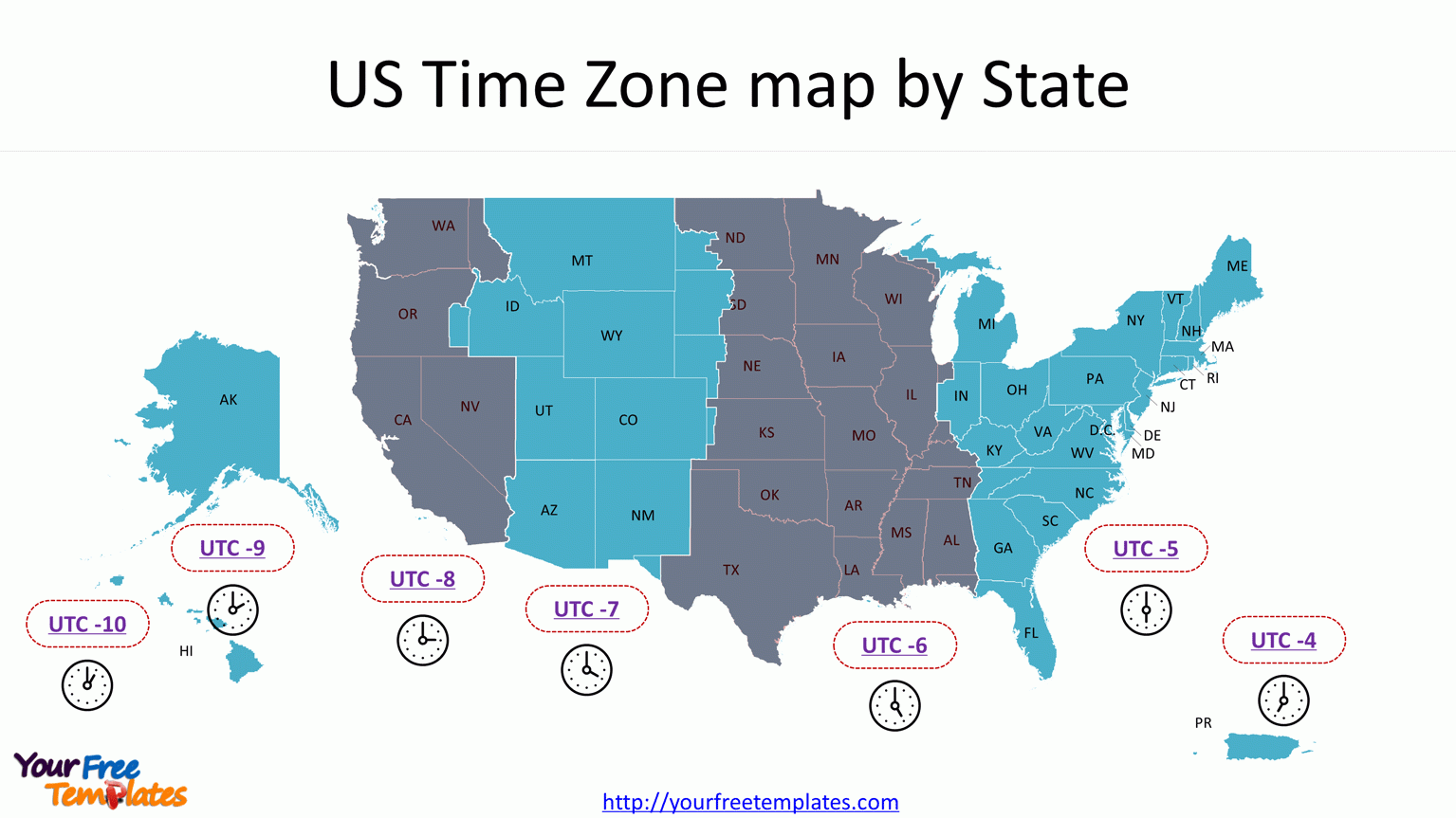 USA Time Zone Map Templates Free PowerPoint Template