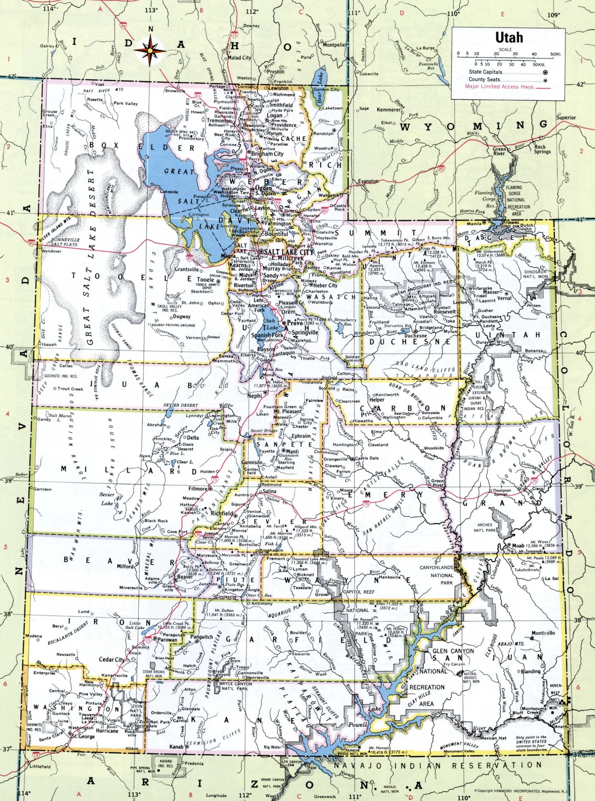 Utah Map With Counties Free Printable Map Of Utah Counties And Cities