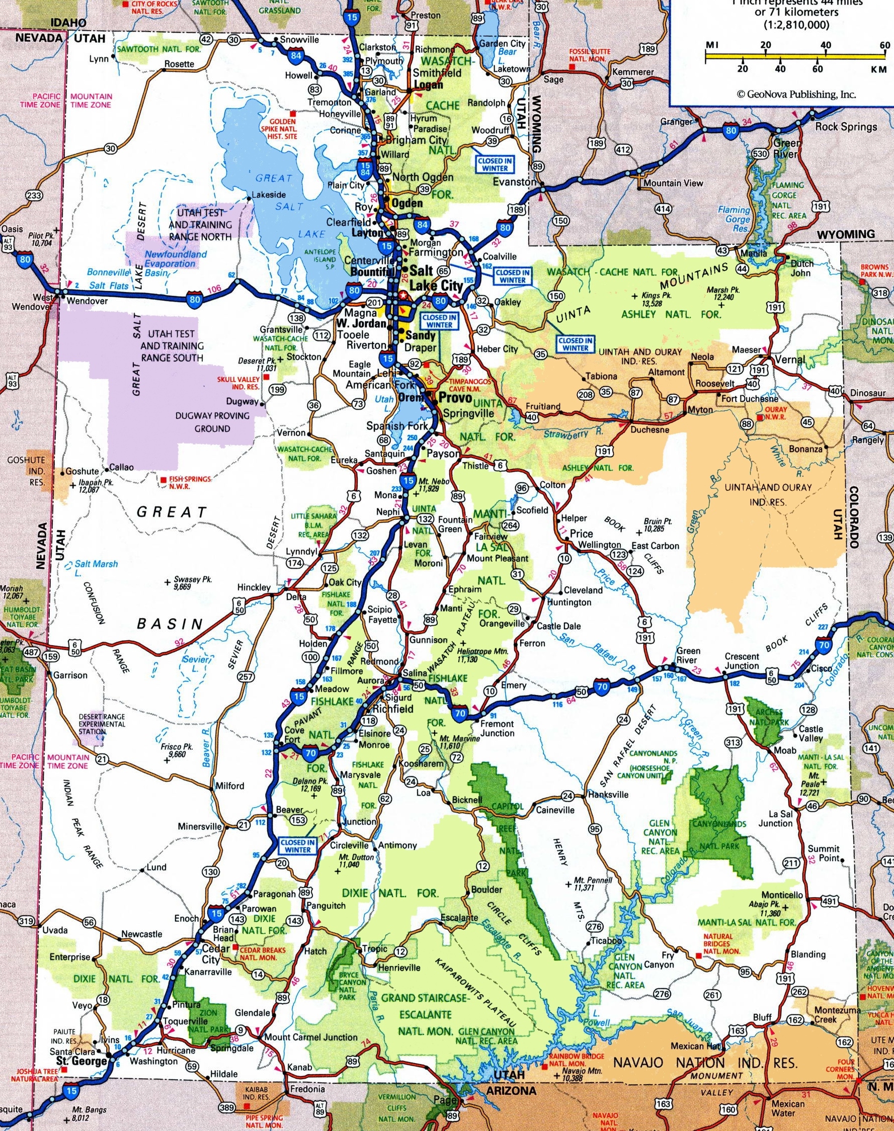 Utah Road Map Ontheworldmap