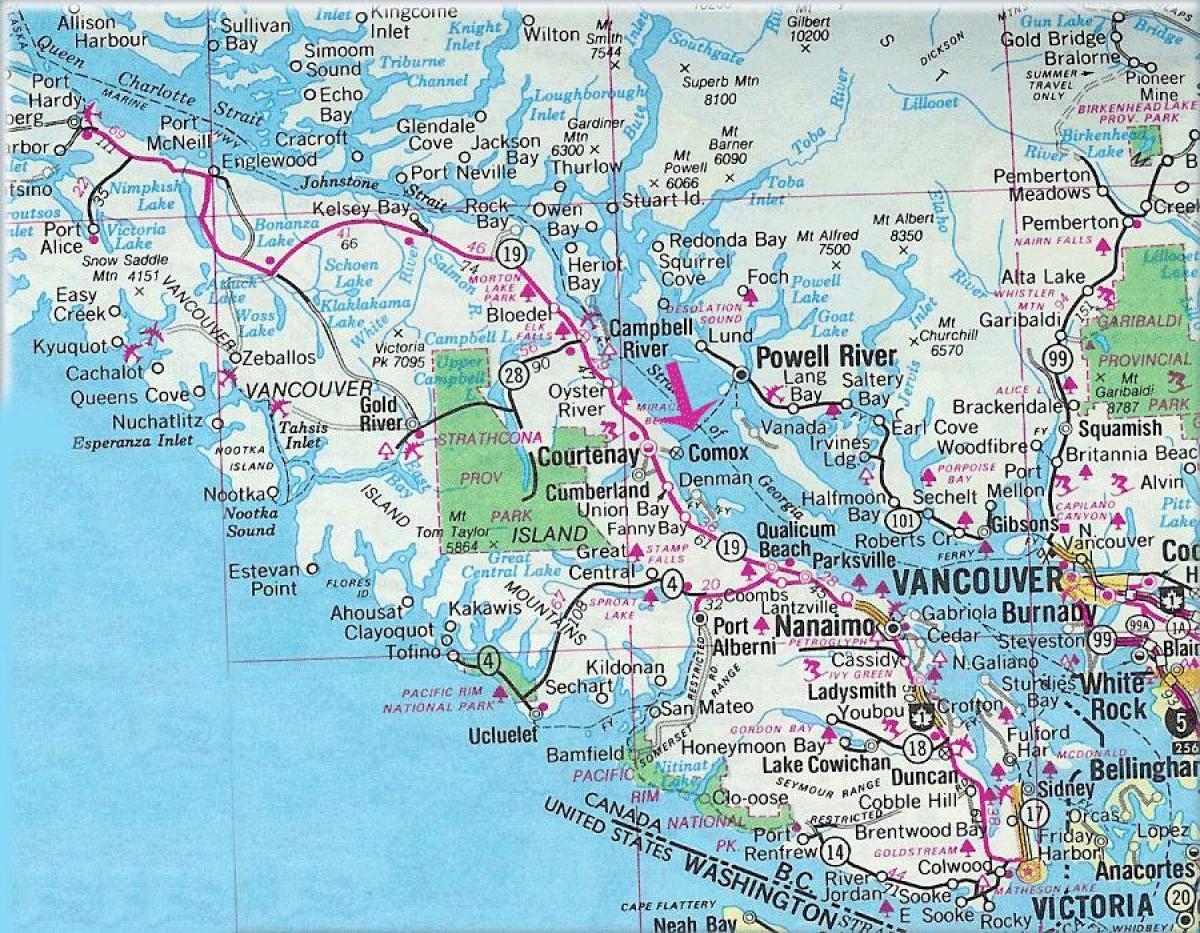 Vancouver Island Lakes Map Map Of Vancouver Island Lakes British Columbia Canada 