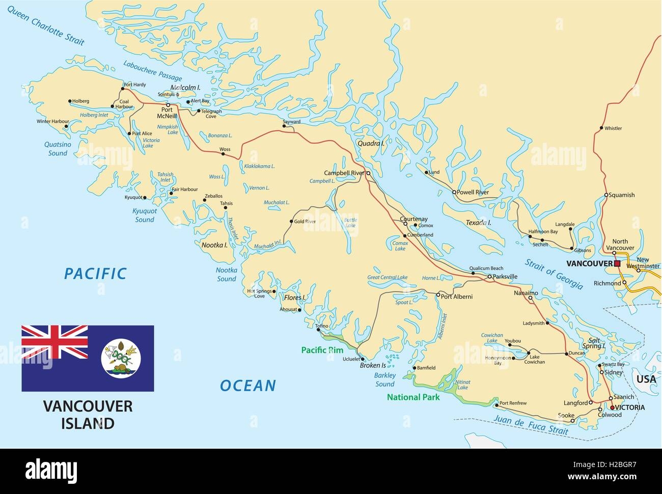 Vancouver Island Map Stock Vector Images Alamy