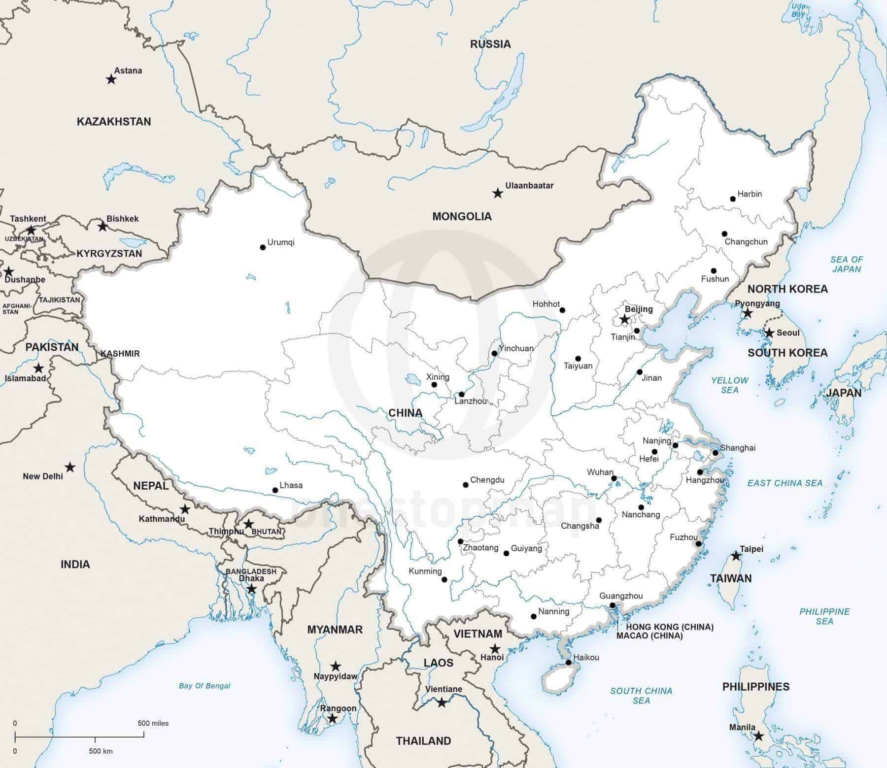 Vector Map Of China Political One Stop Map