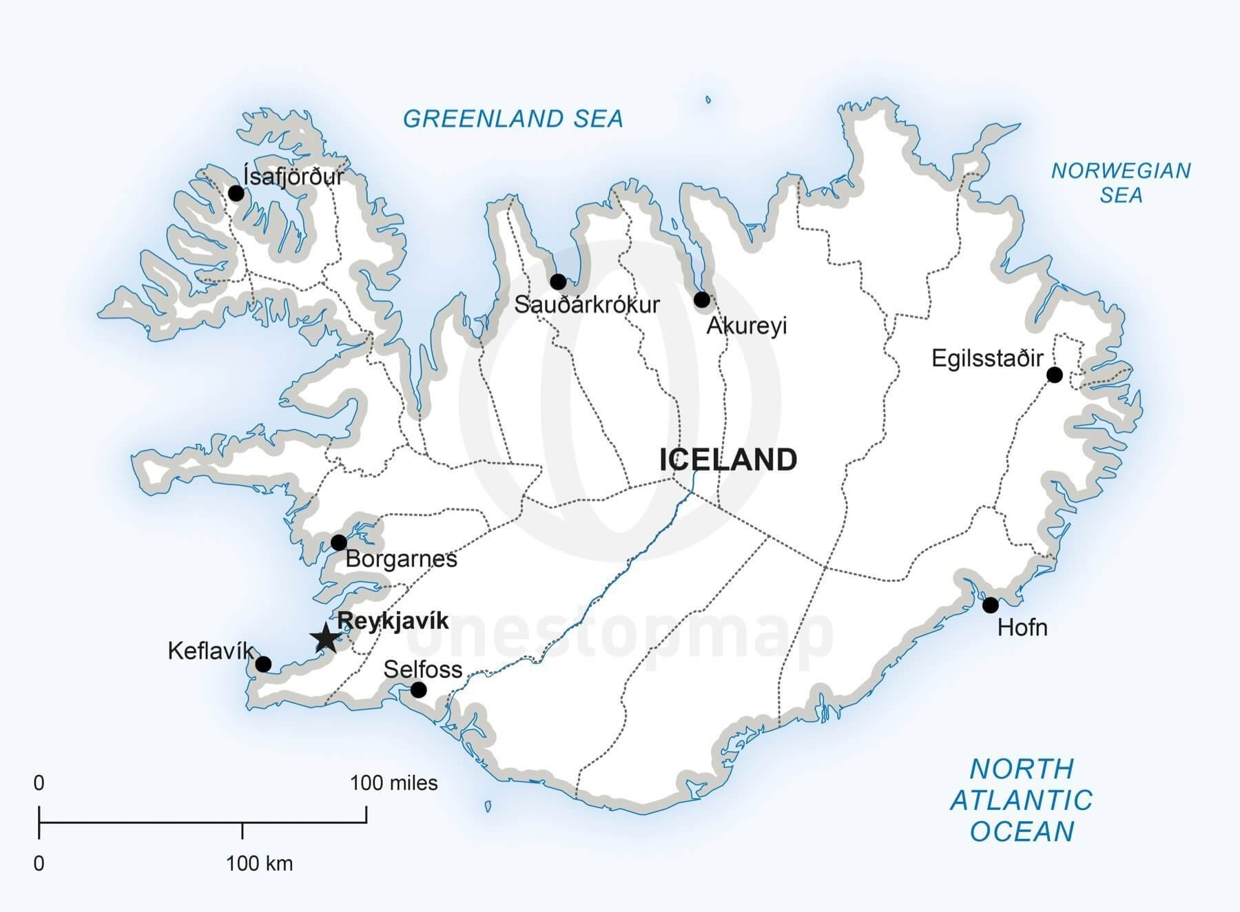Vector Map Of Iceland Political One Stop Map Vector Map Of Iceland Political One Stop Map