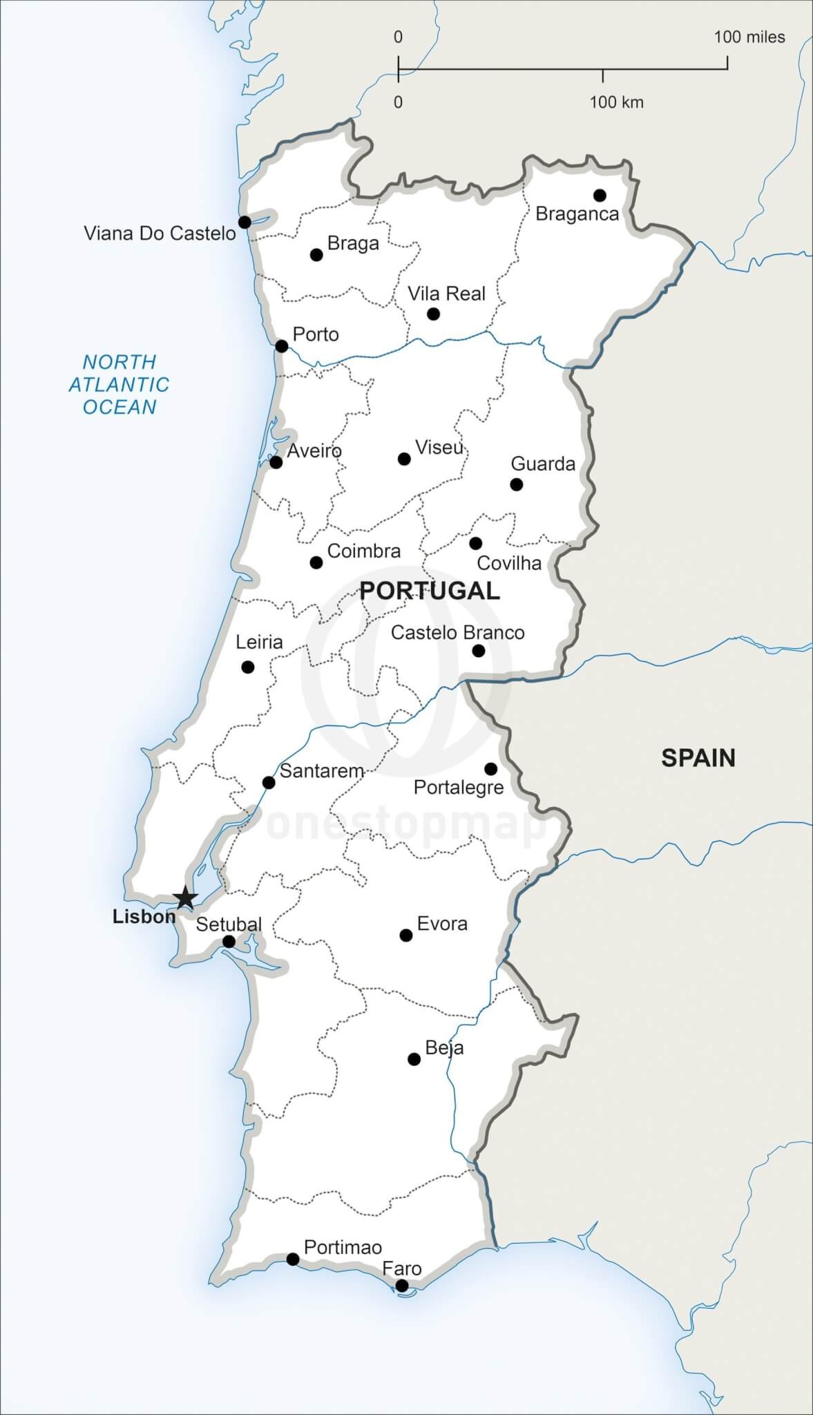 Vector Map Of Portugal Political One Stop Map