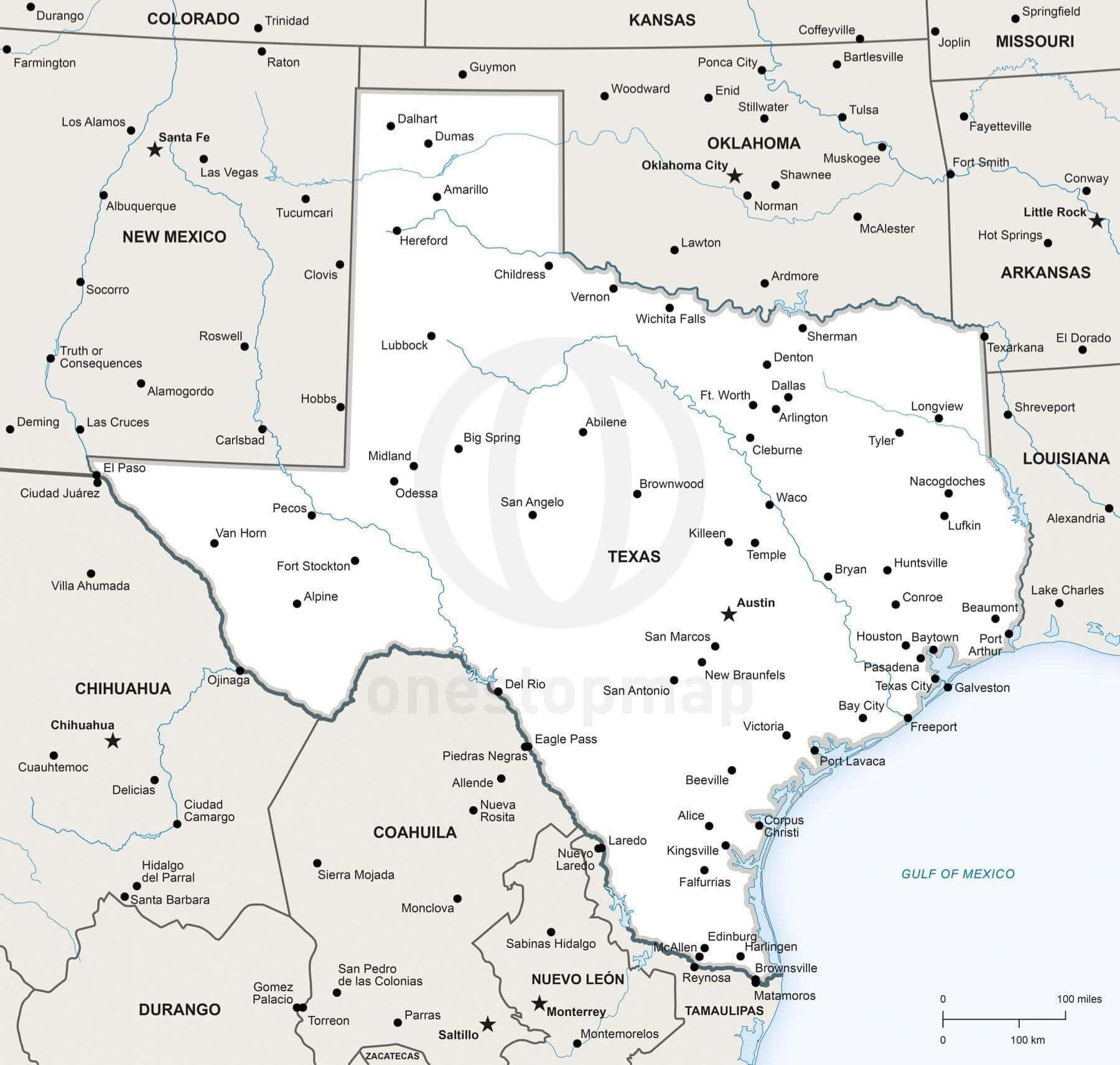 Vector Map Of Texas Political One Stop Map Vector Map Of Texas Political One Stop Map