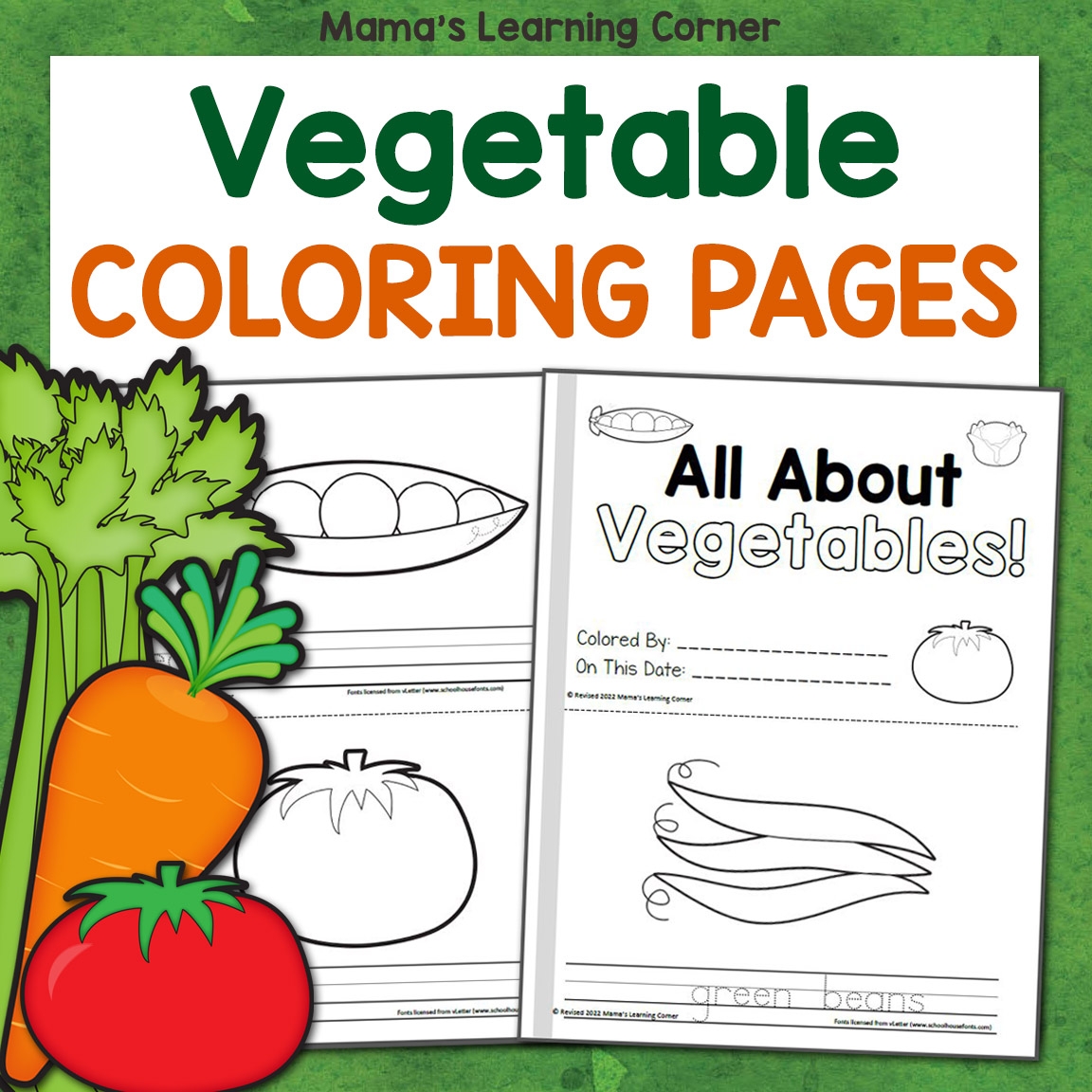 Vegetable Coloring Pages Printable For Preschool Kindergarten Mamas Learning Corner