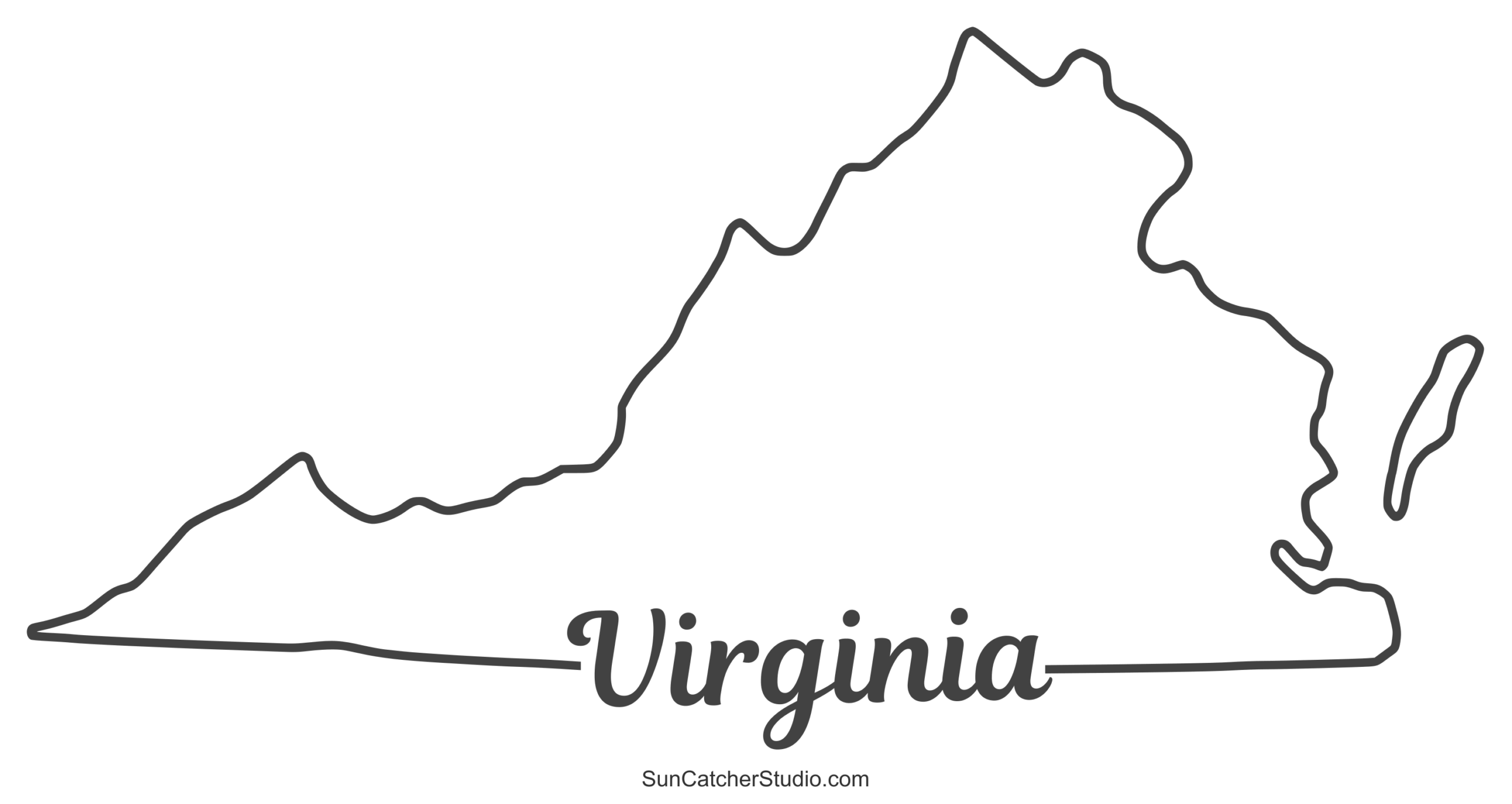 Virginia Map Outline Printable State Shape Stencil Pattern Free Printables Lettering SVG Files Tools Apps