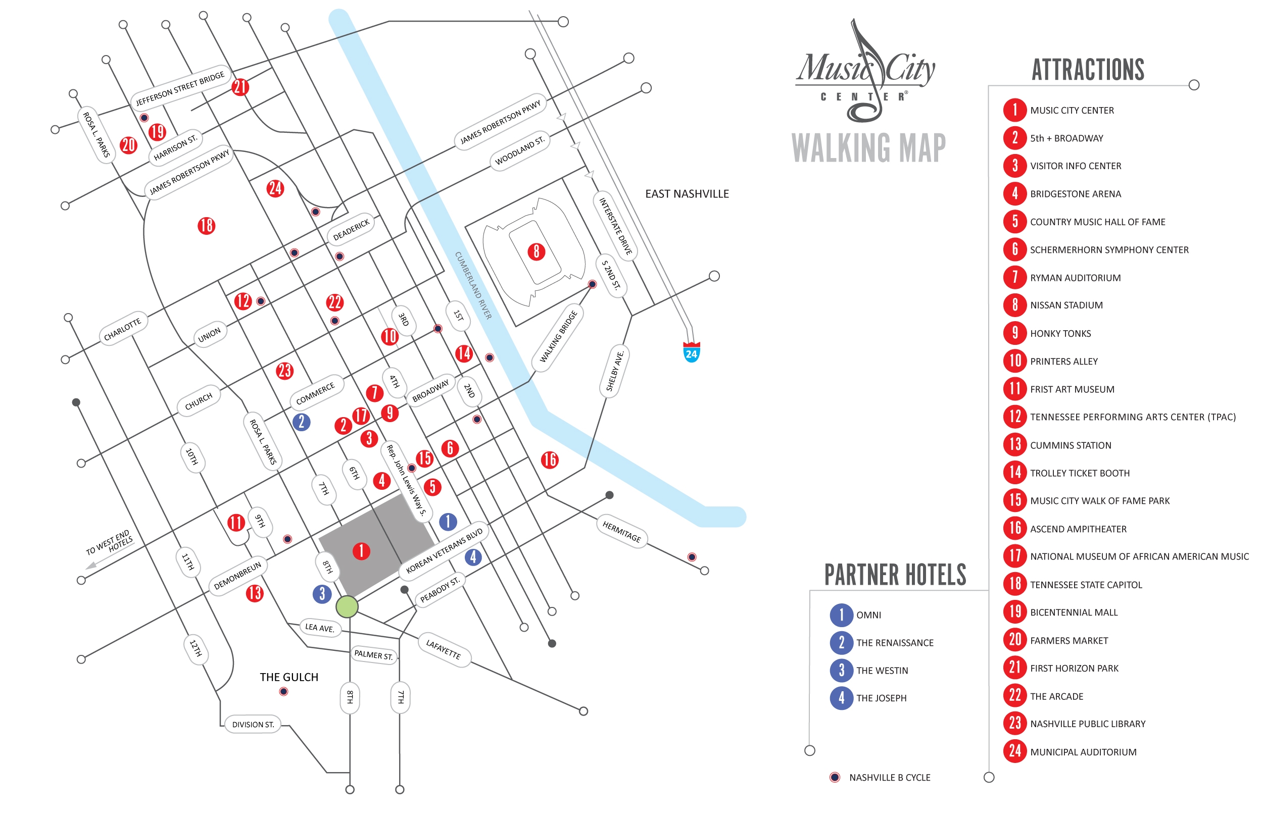 Walking Map Music City Center