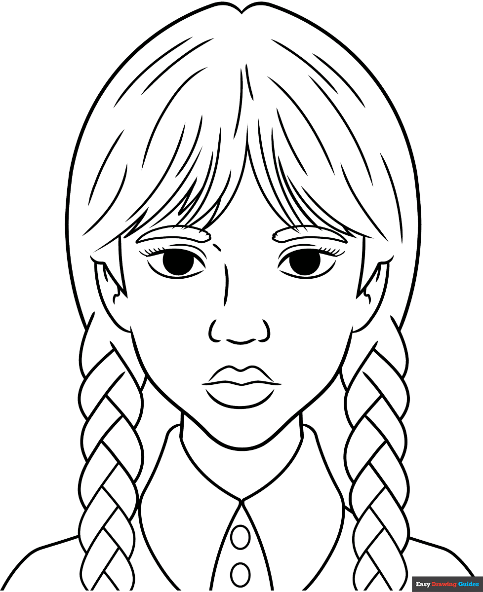 Wednesday Addams Coloring Page Easy Drawing Guides